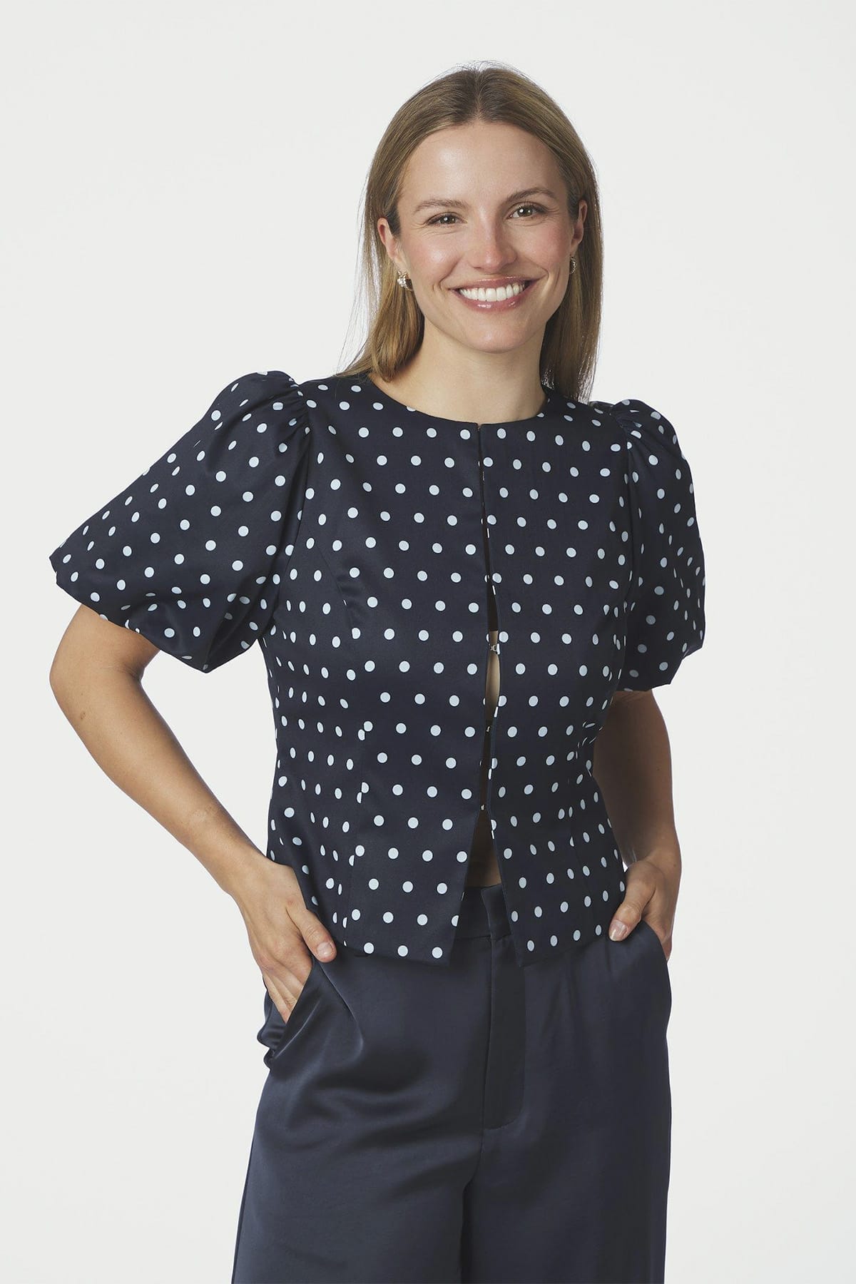Bluse Anela Dot Navy Bluse Neo Noir 