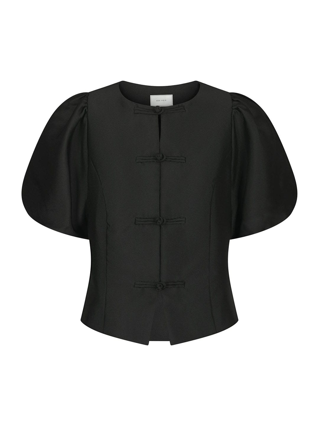Bluse Anela Mandarin Dull Satin Black Bluse Neo Noir 