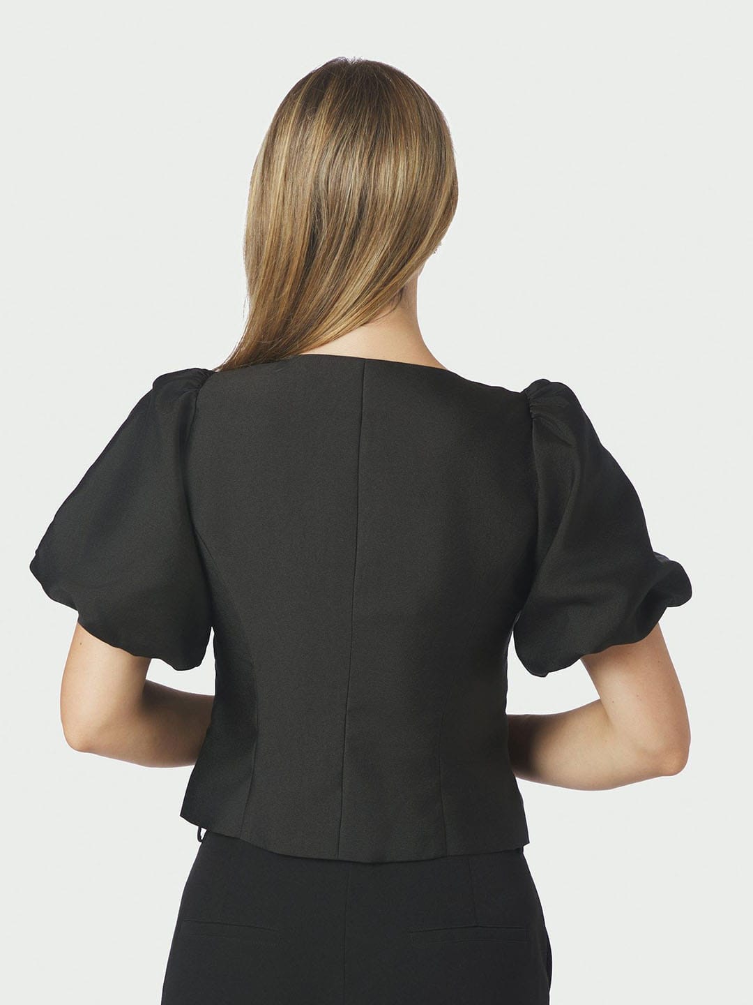 Bluse Anela Mandarin Dull Satin Black Bluse Neo Noir 