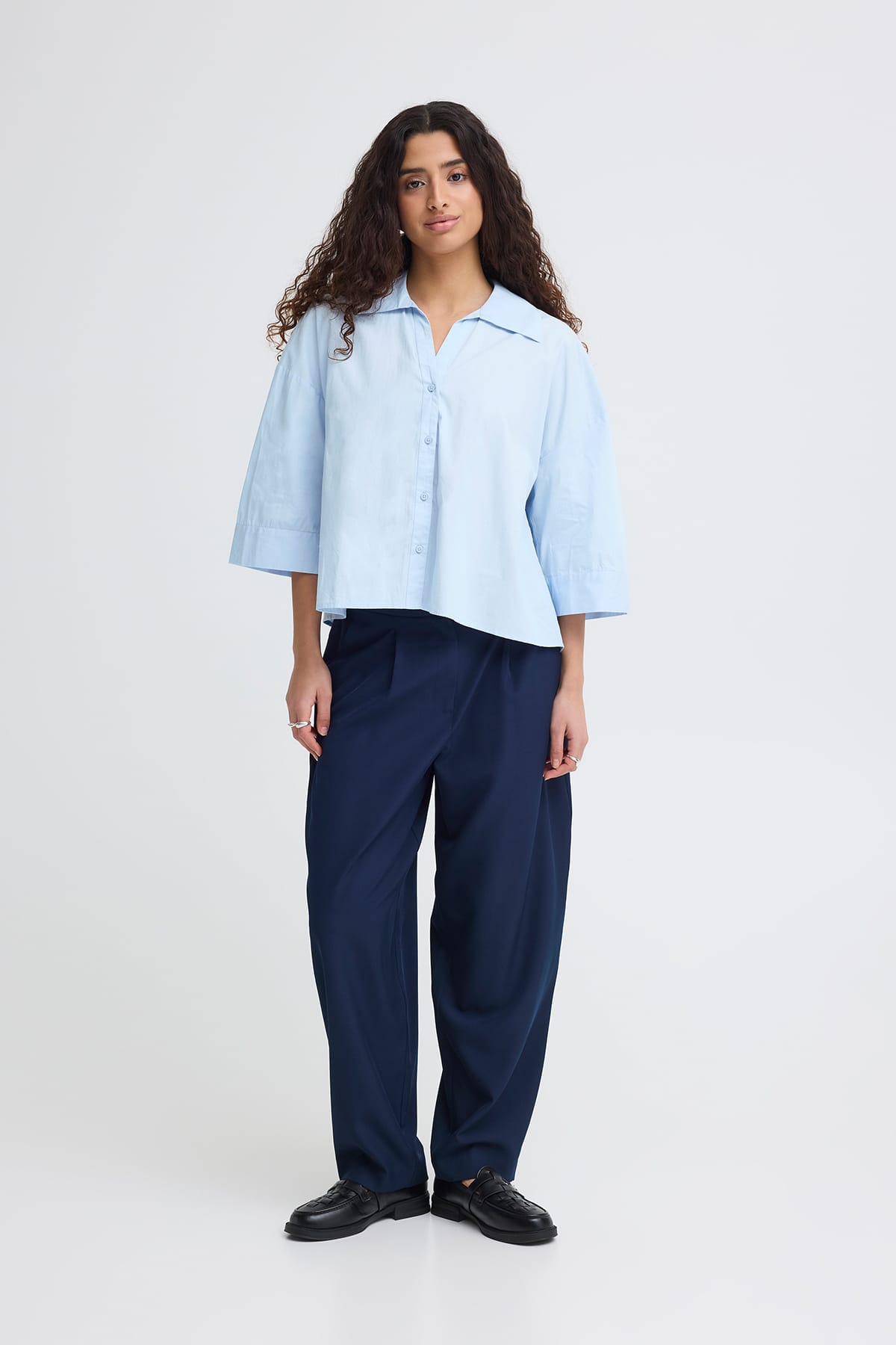 Bluse IHLUANNE SH FLOATY BLUE Bluse ICHI 