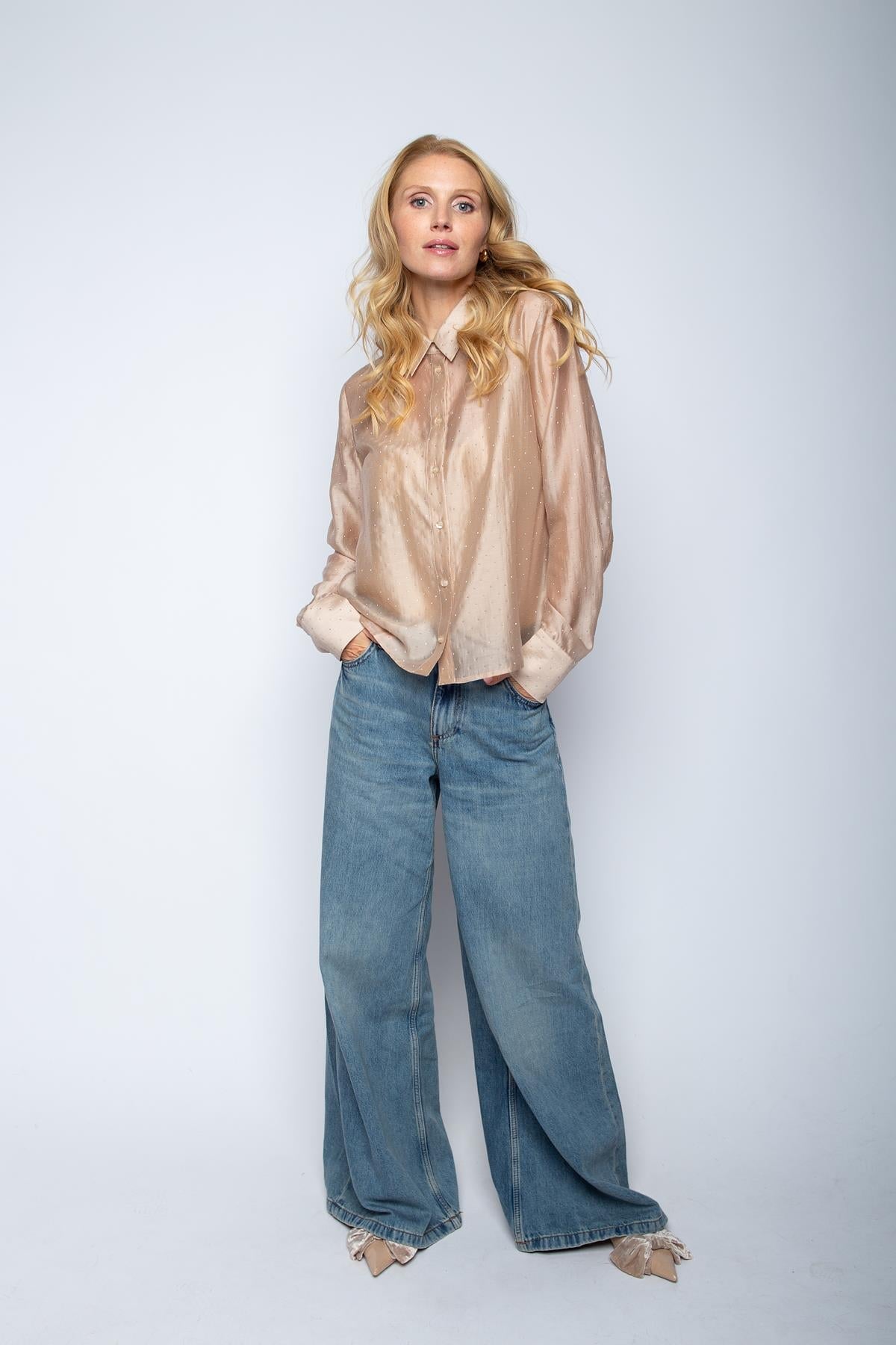 Bluse mit klassischem Kragen nude with sparkles Bluse Emily van den Bergh 