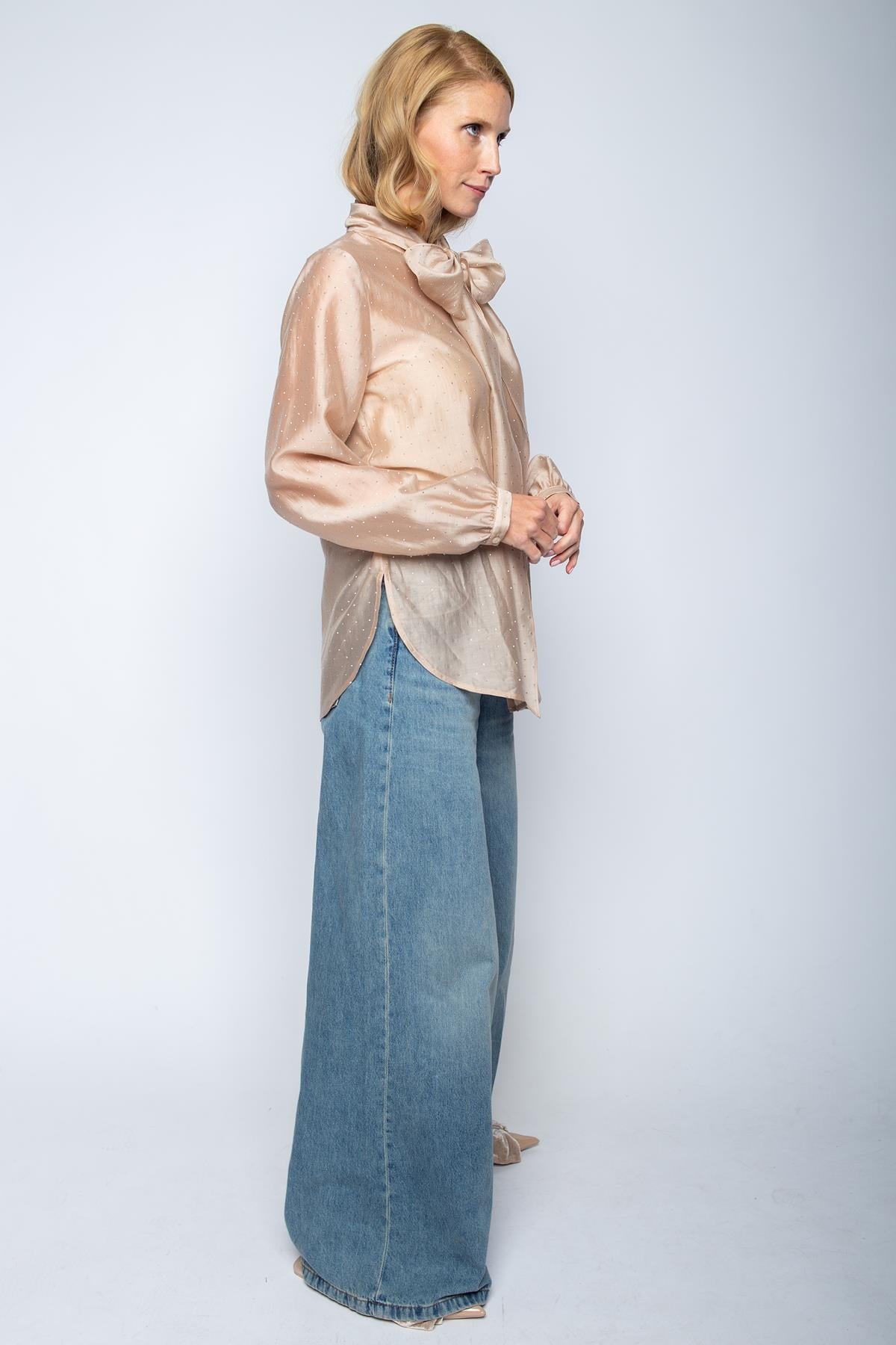 Bluse mit Schluppe nude with sparkles Bluse Emily van den Bergh 