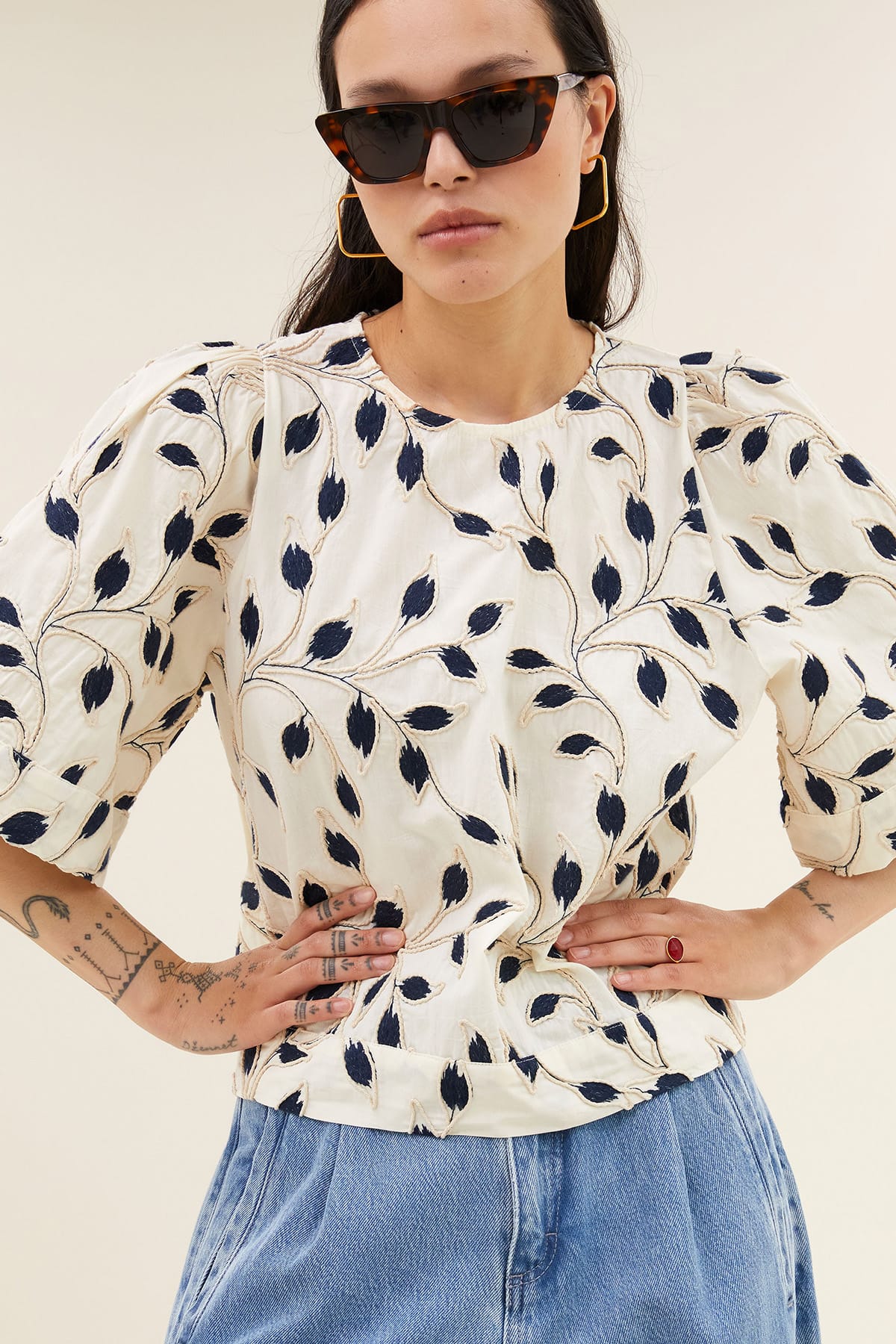 Bluse olivia botanic midnight Bluse By Bar 