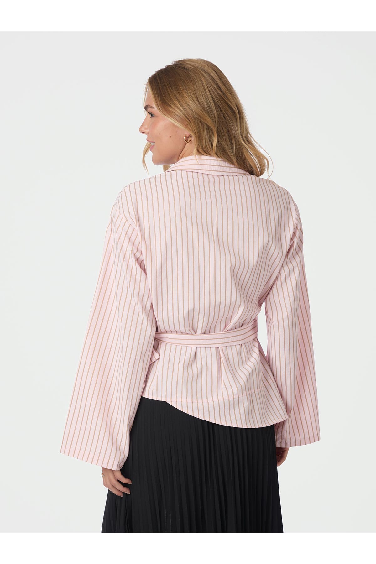 Bluse Tifuna Stripe Wrap Shirt Light pink Bluse Neo Noir 