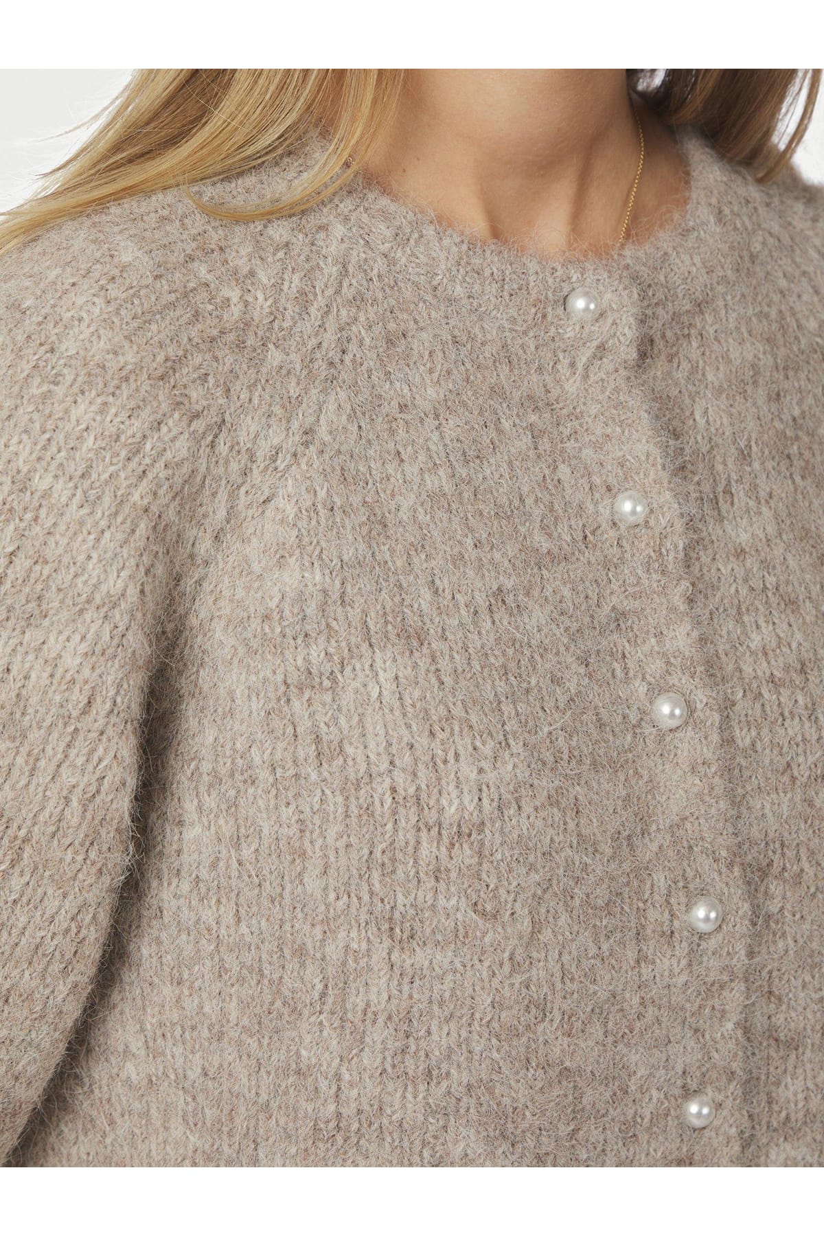 Cardigan Amaya Fluffy Knit Cardigan Beige Melange Cardigan Neo Noir 