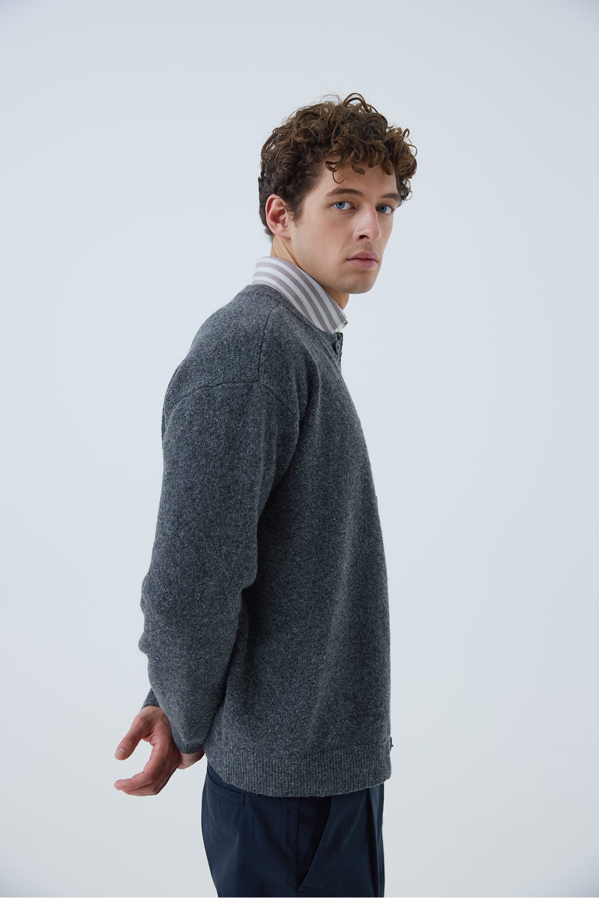 Cardigan CFAIKO 0326 KNIT CHARCOAL GRAY MELANGE Cardigan Casual Friday 