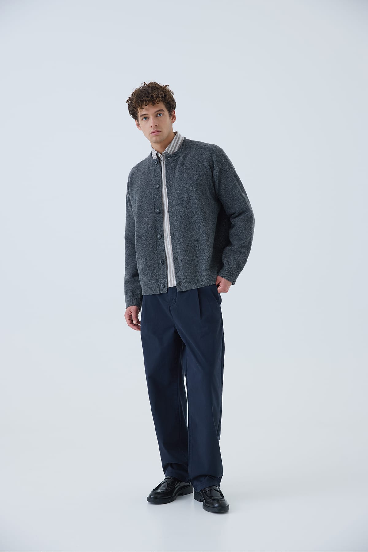 Cardigan CFAIKO 0326 KNIT CHARCOAL GRAY MELANGE Cardigan Casual Friday 