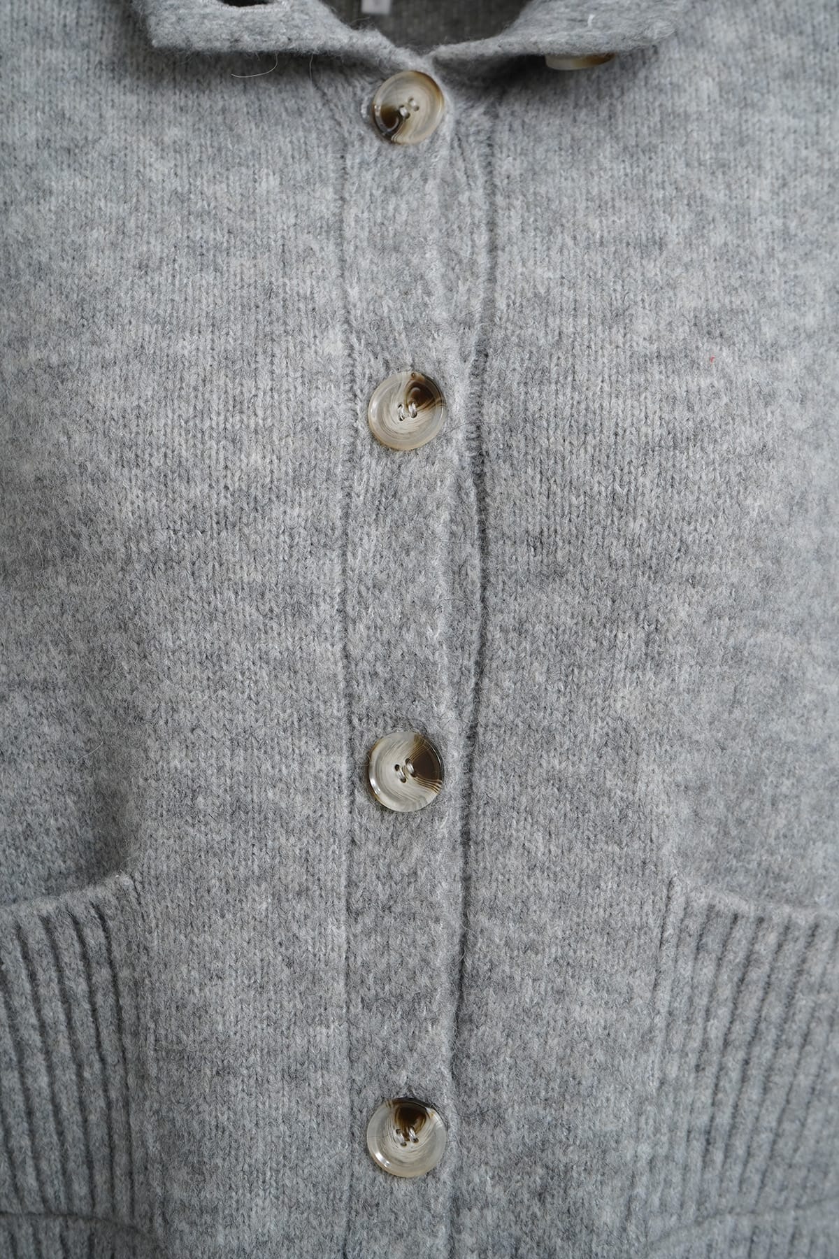Cardigan dropped-shoulder jacket with ribbed stand-up collar grey Cardigan Milano 