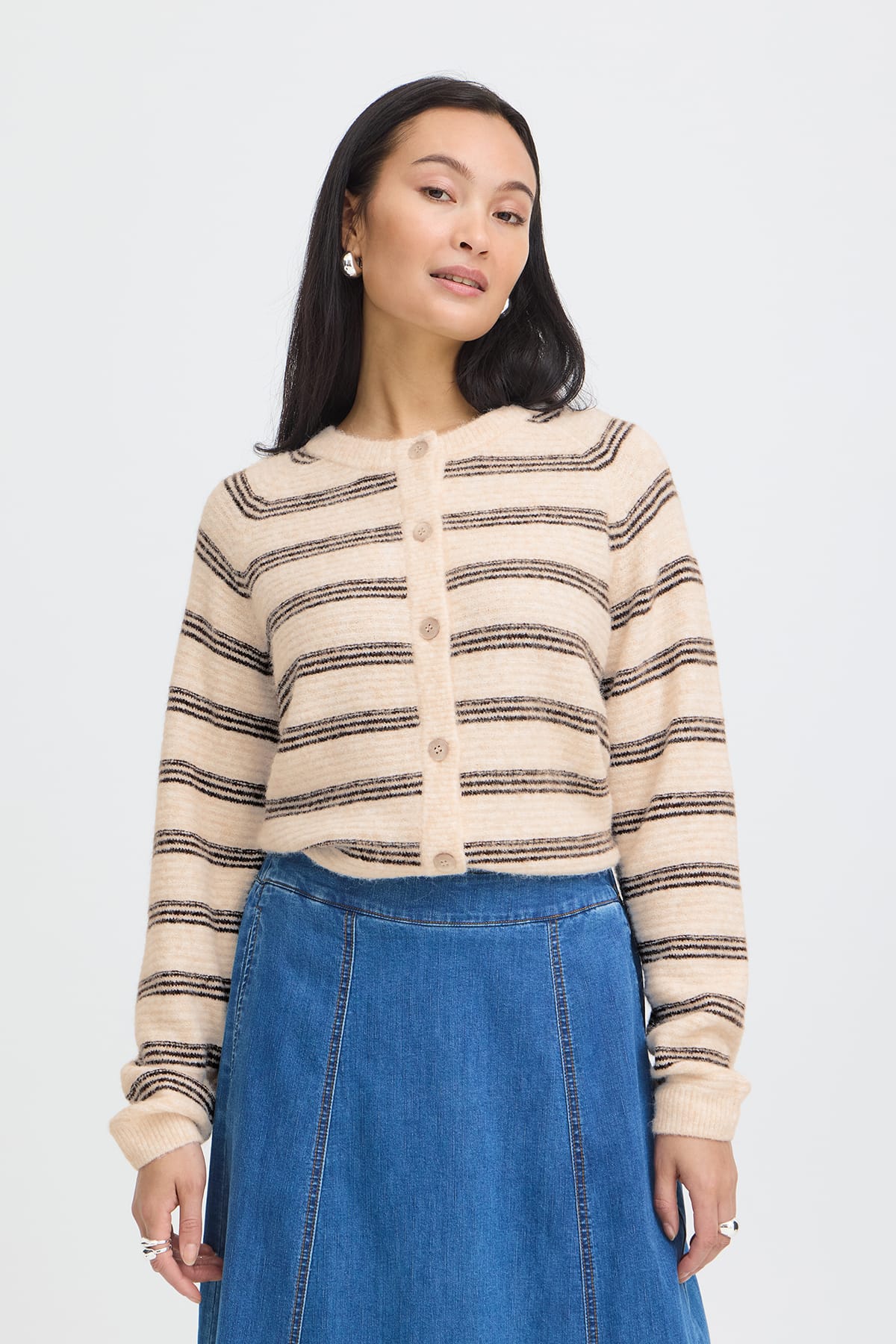 Cardigan FRKENDRA CAR 2 OATMEAL STRIPE Cardigan Fransa 