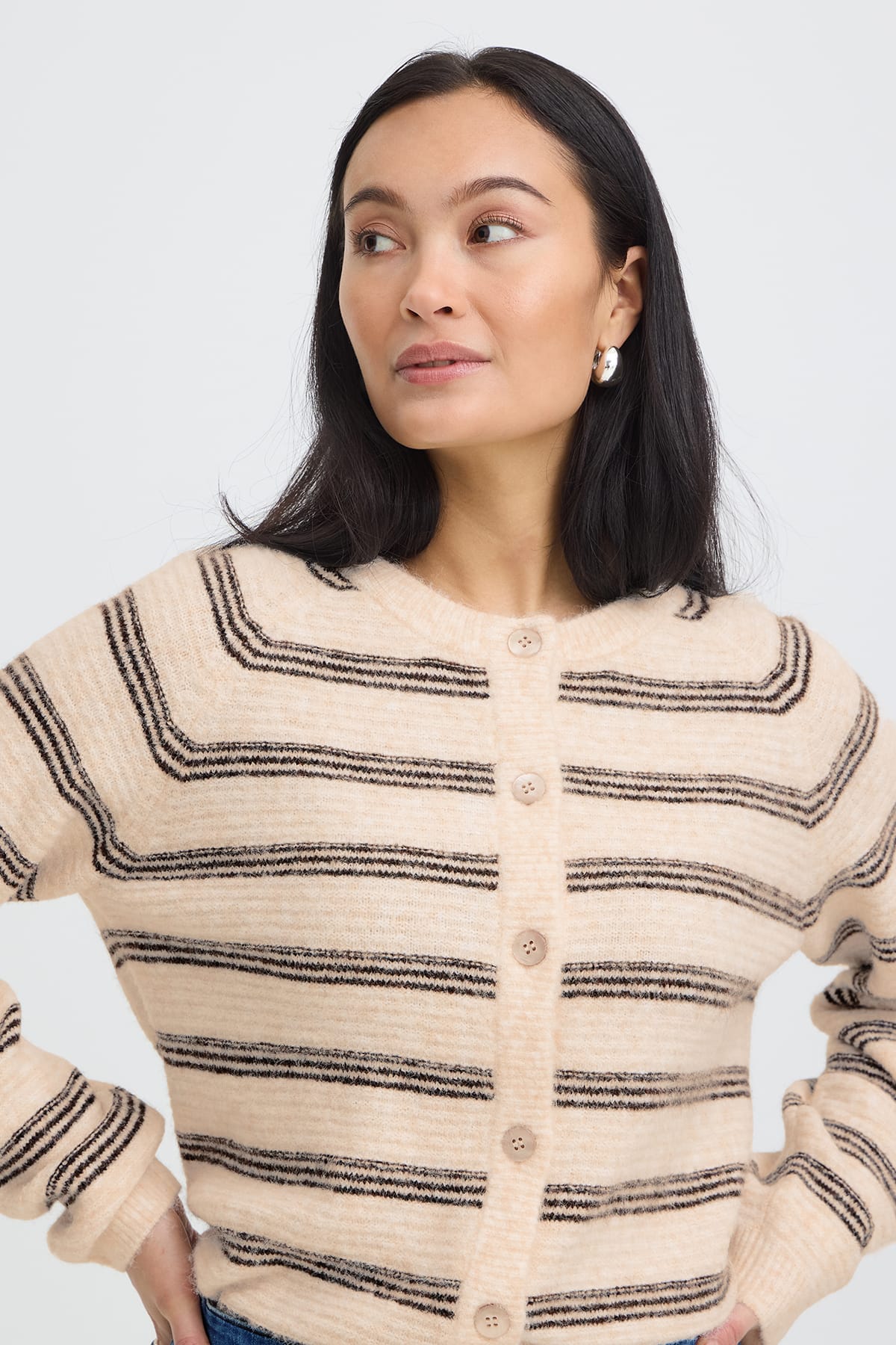 Cardigan FRKENDRA CAR 2 OATMEAL STRIPE Cardigan Fransa 