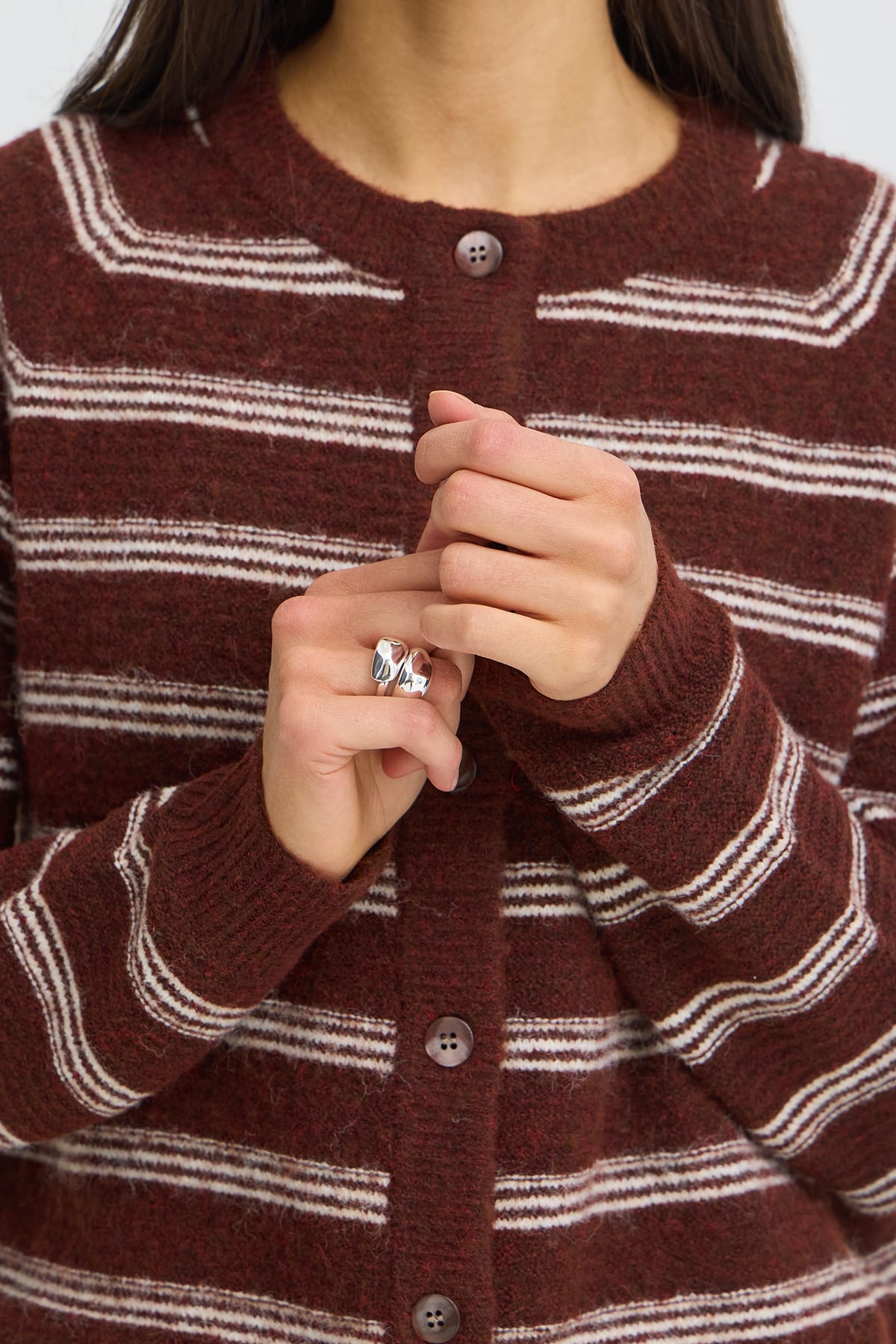 Cardigan FRKENDRA CAR 2 RUM RAISIN STRIPE Cardigan Fransa 