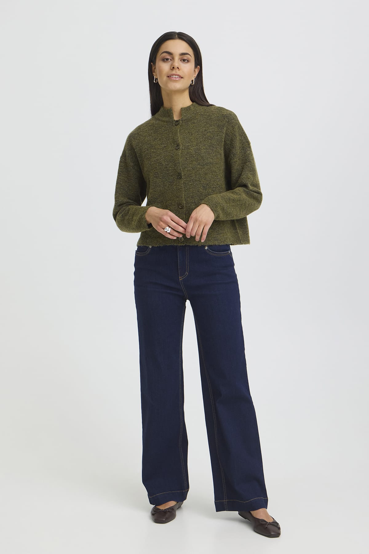 Cardigan FRSANNY CAR 10 Fir Green Melange Cardigan Fransa 