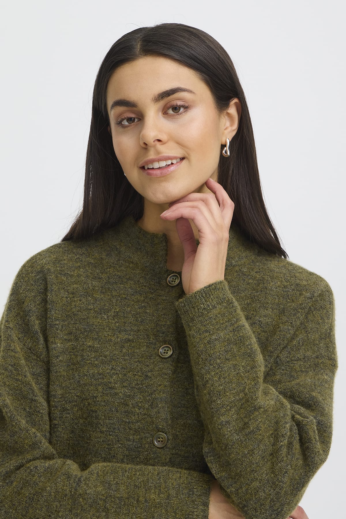 Cardigan FRSANNY CAR 10 Fir Green Melange Cardigan Fransa 