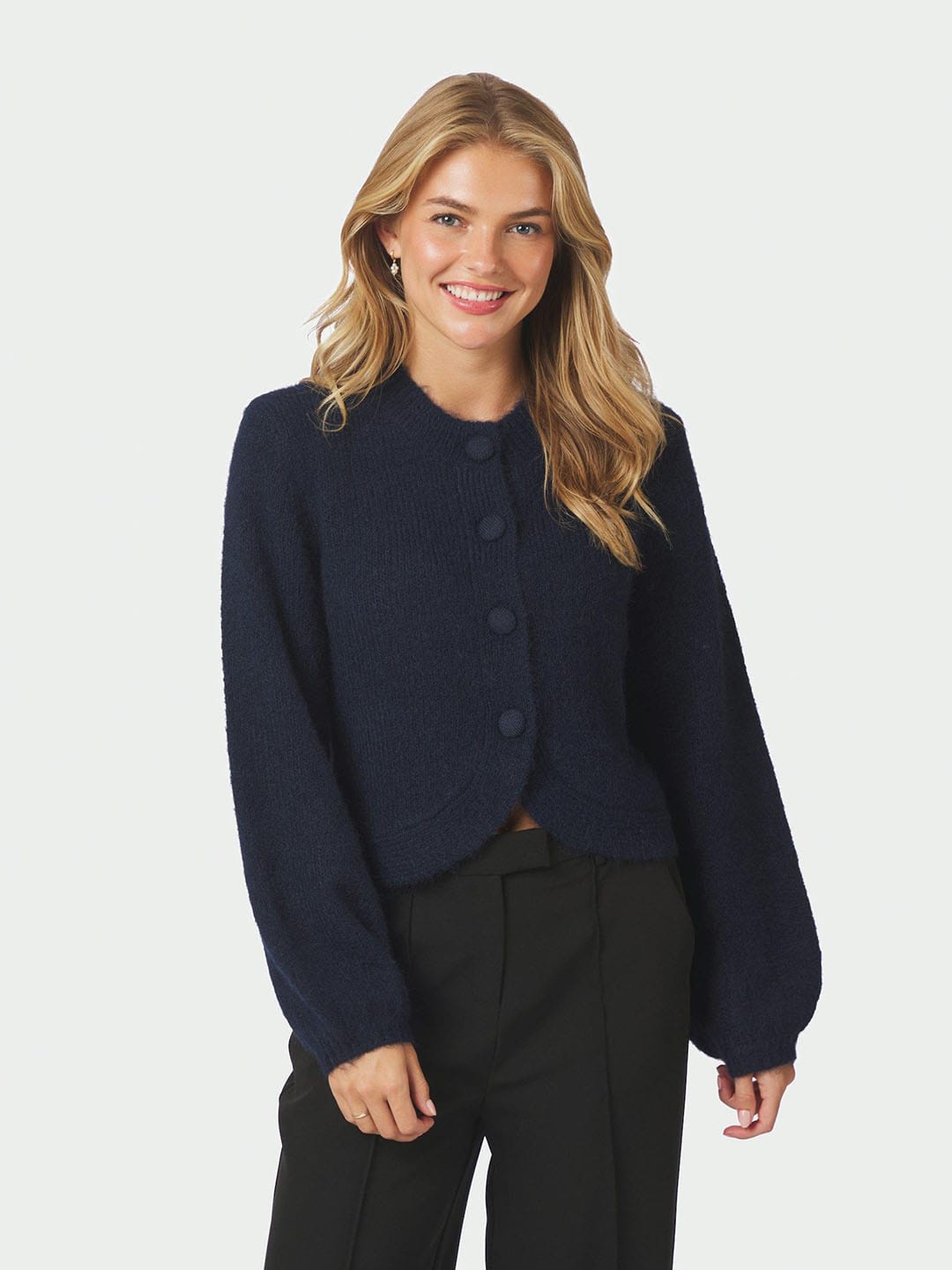 Cardigan Gio Fluffy Knit Cardigan Navy Cardigan Neo Noir 
