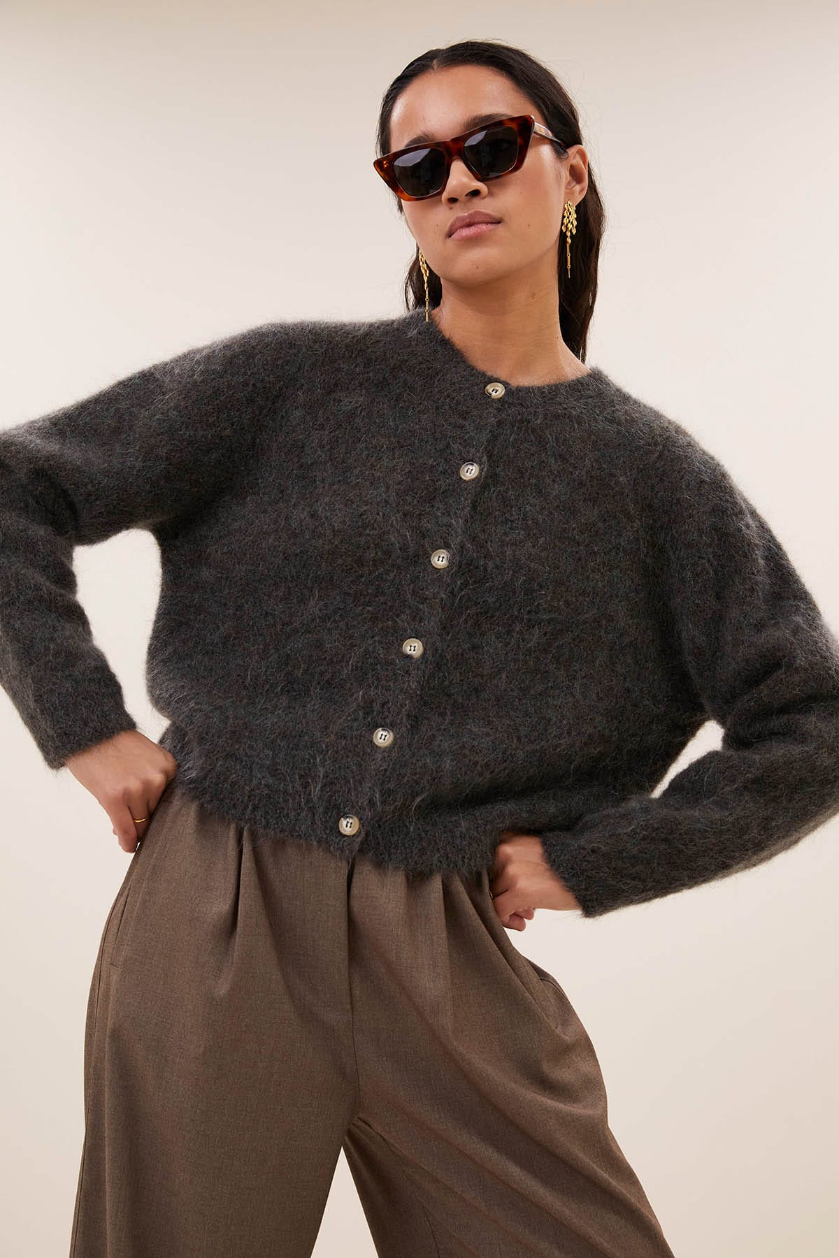 Cardigan vasile moss brown Cardigan By Bar 