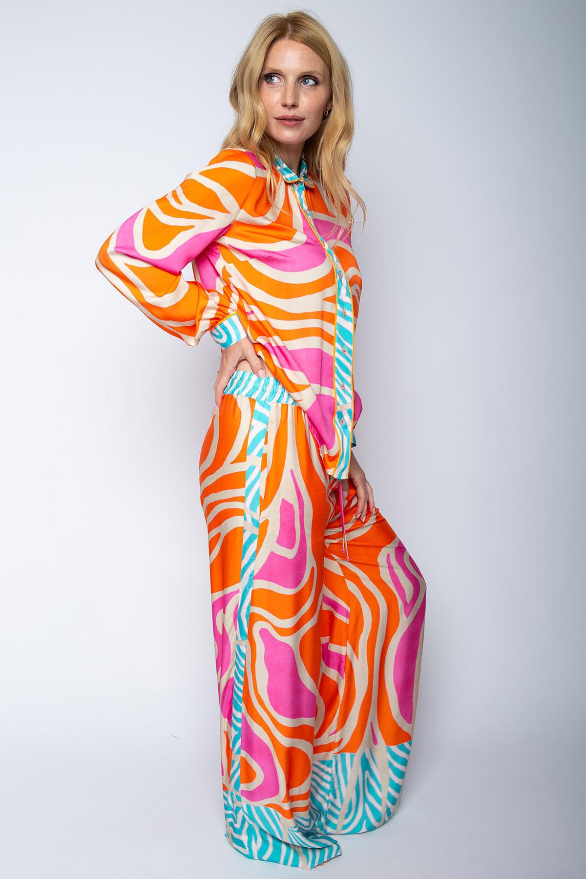 Damenhose orange pink zebra Hose Emily van den Bergh 