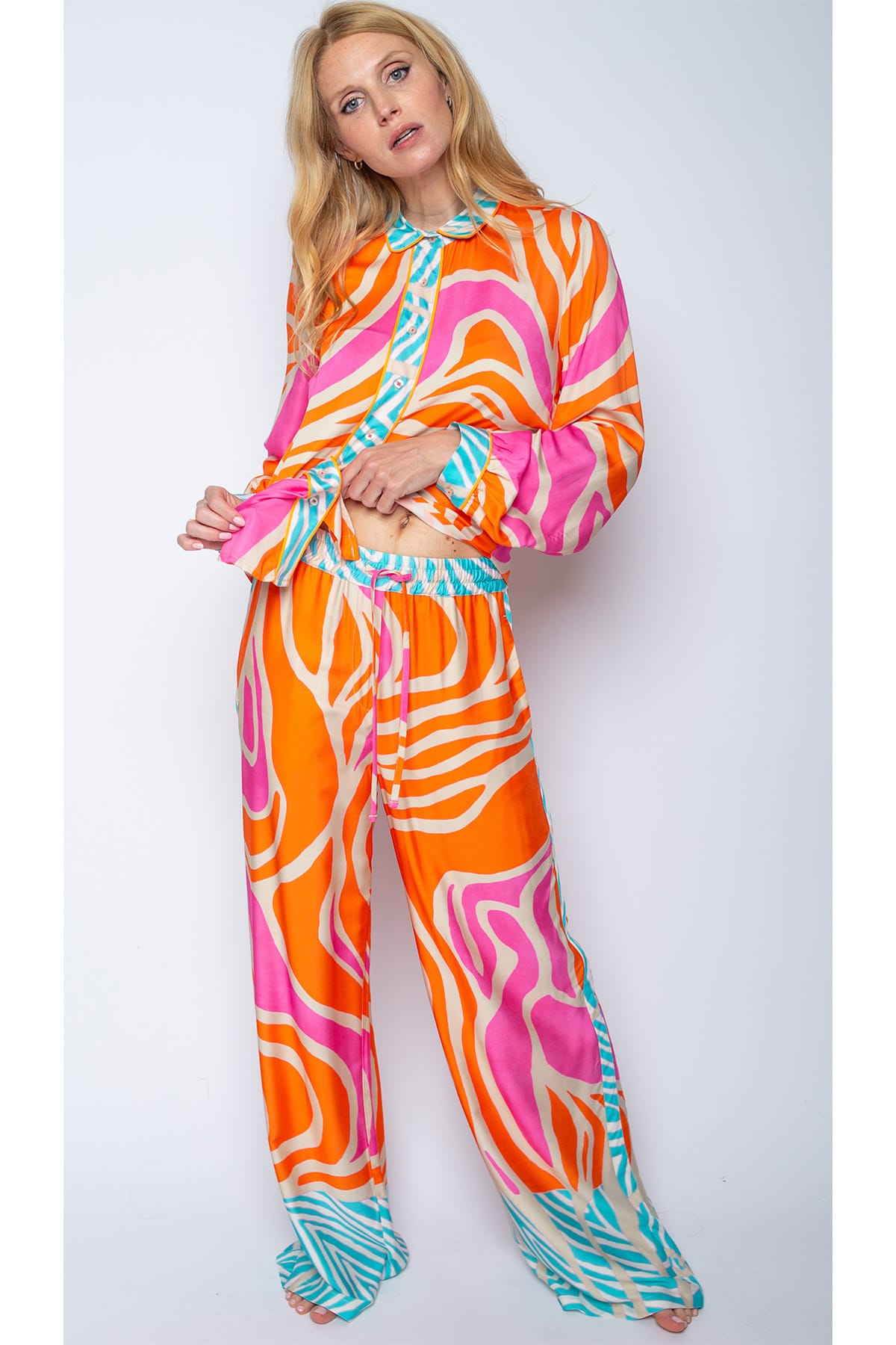 Damenhose orange pink zebra Hose Emily van den Bergh 