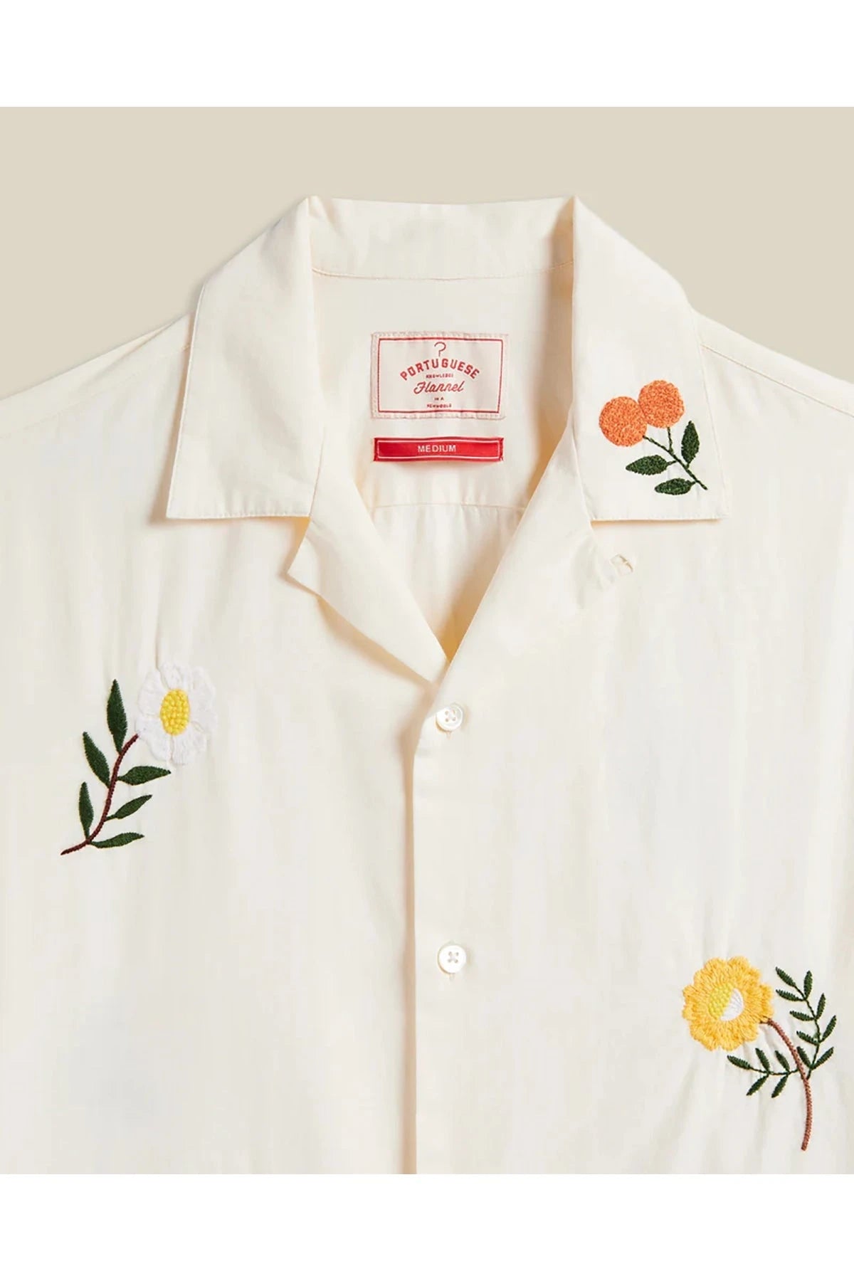 Hemd Emboidery Flowers Creme Hemd Portuguese Flannel 