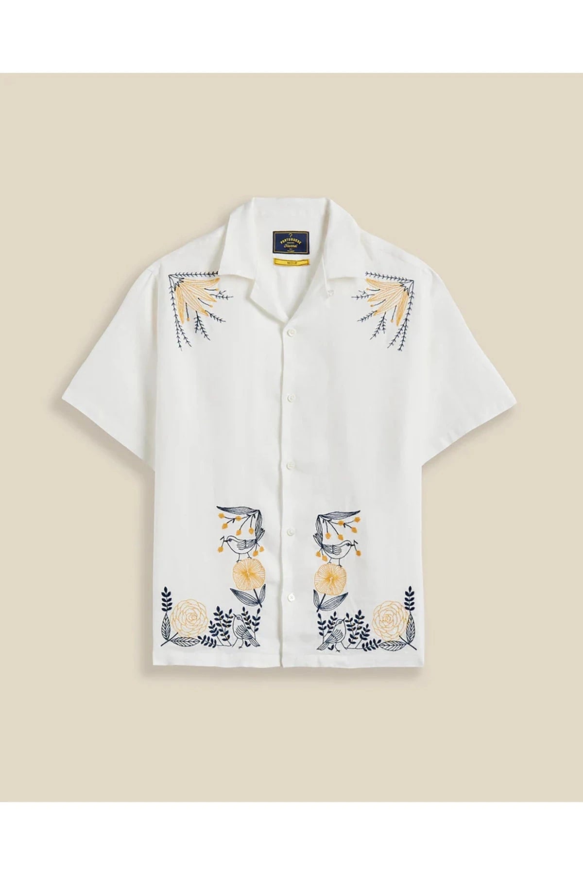 Hemd Embroidery Bird & Flowers Weiß Hemd Portuguese Flannel 