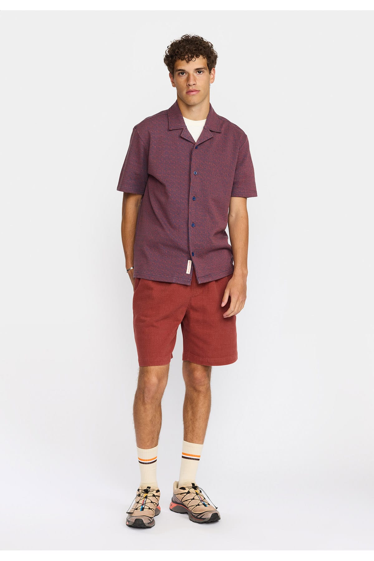 Hemd Jaquard Short-sleeved Cuban Navy Hemd RVLT Revolution 
