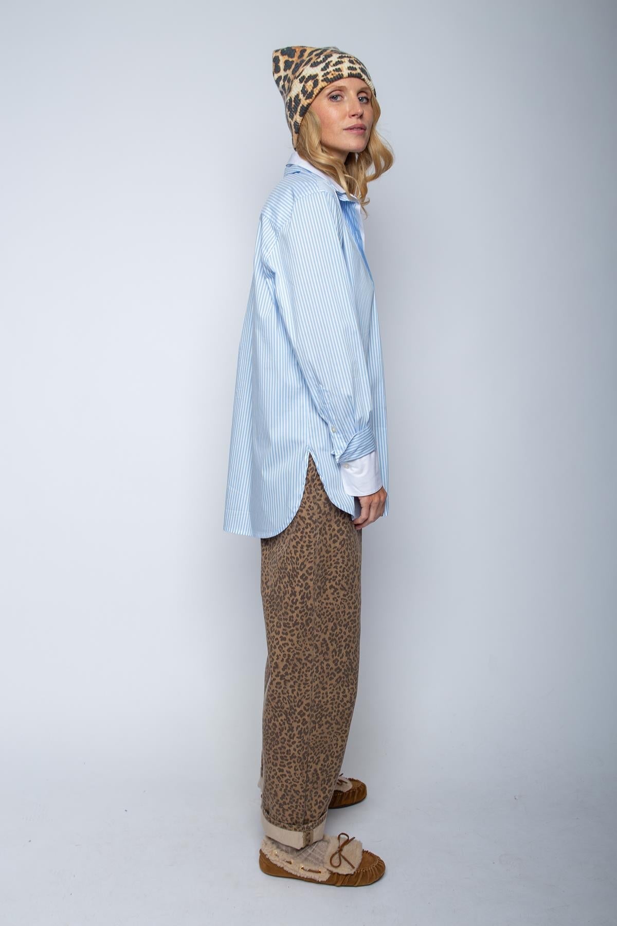 Hemd mit doppelten Manschetten und Kragen in Weiß bleu white stripe Hemd Emily van den Bergh 