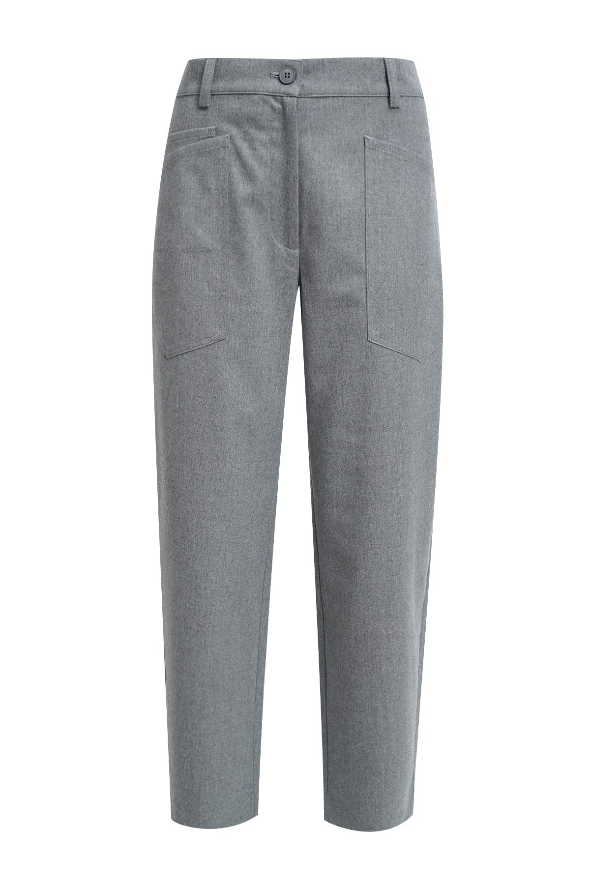 Hose barrelleg pants patched on pockets fake front fly grey melange Hose Milano 