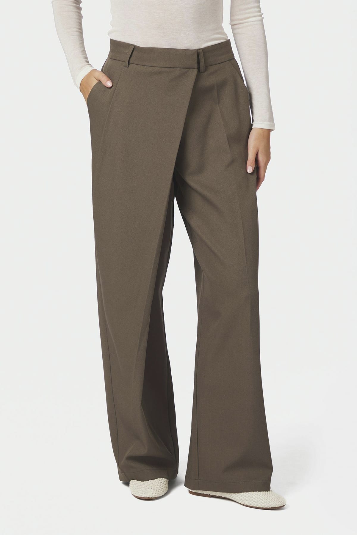 Hose Calina Structure Wrap Pants Dusty Brown Hose Neo Noir 