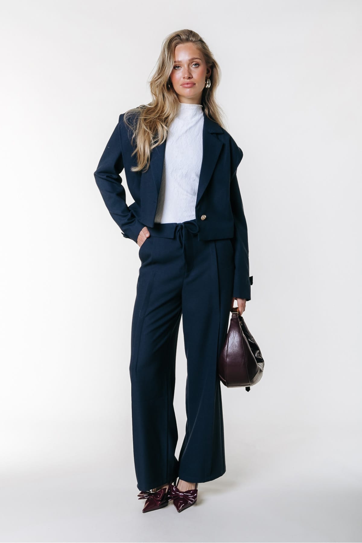 Hose Giala Folded Hem Slouchy Deep blue Hose Colourful Rebel 