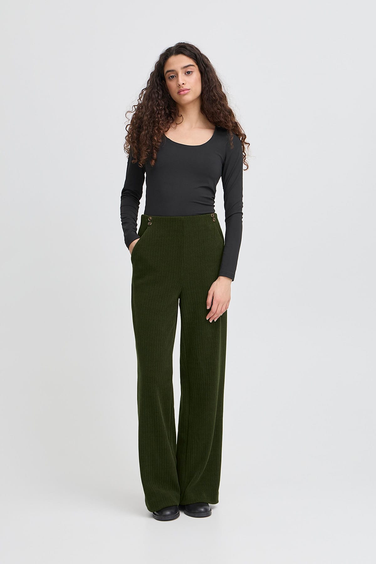 Hose IHKATE CORDUROY PA3 Rifle Green Hose ICHI 