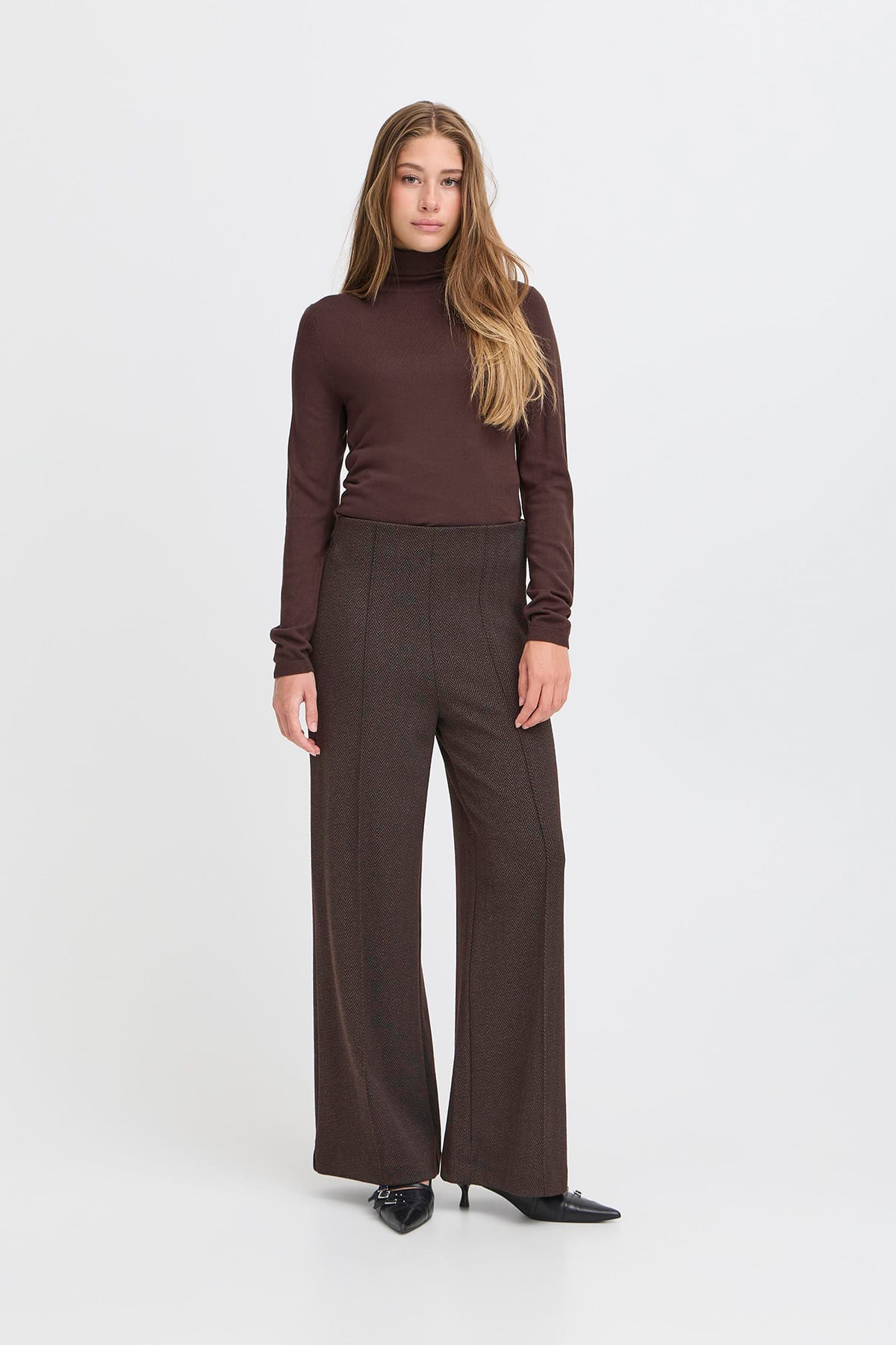 Hose IHKATE JACQUARD PA9 BLACK BROWN HERRINGBONE Hose ICHI 