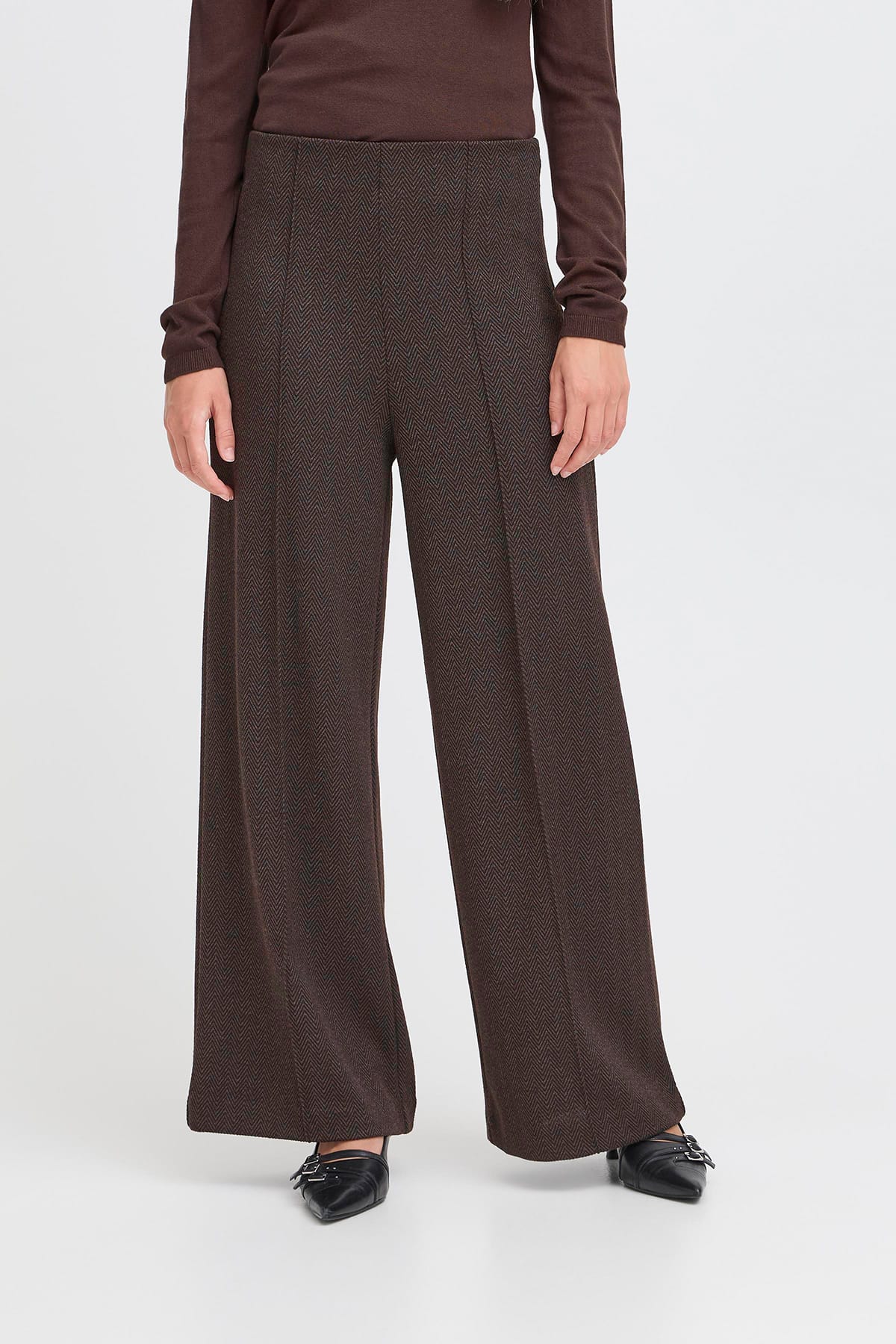 Hose IHKATE JACQUARD PA9 BLACK BROWN HERRINGBONE Hose ICHI 