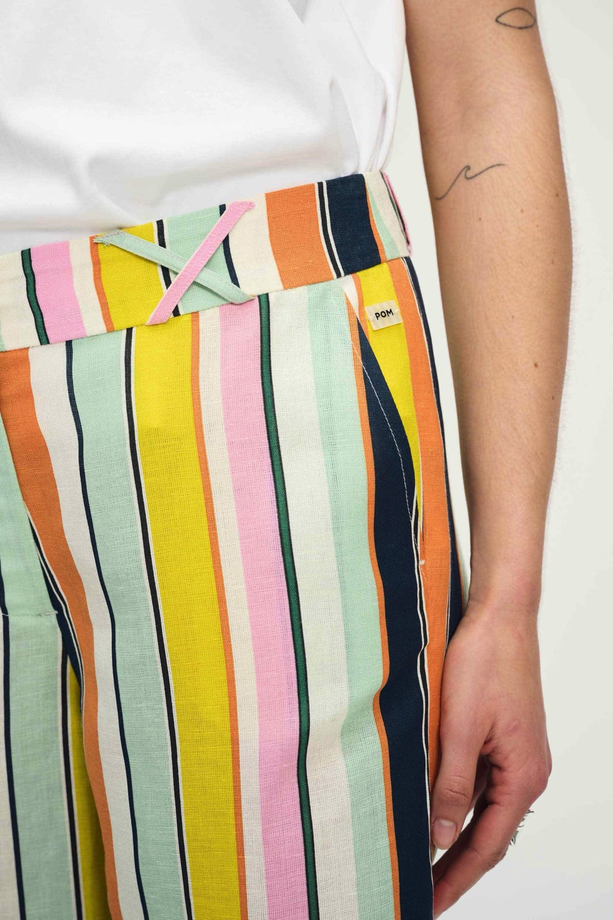 Hose - Paradise Stripes Linen Multicolour Hose POM Amsterdam 
