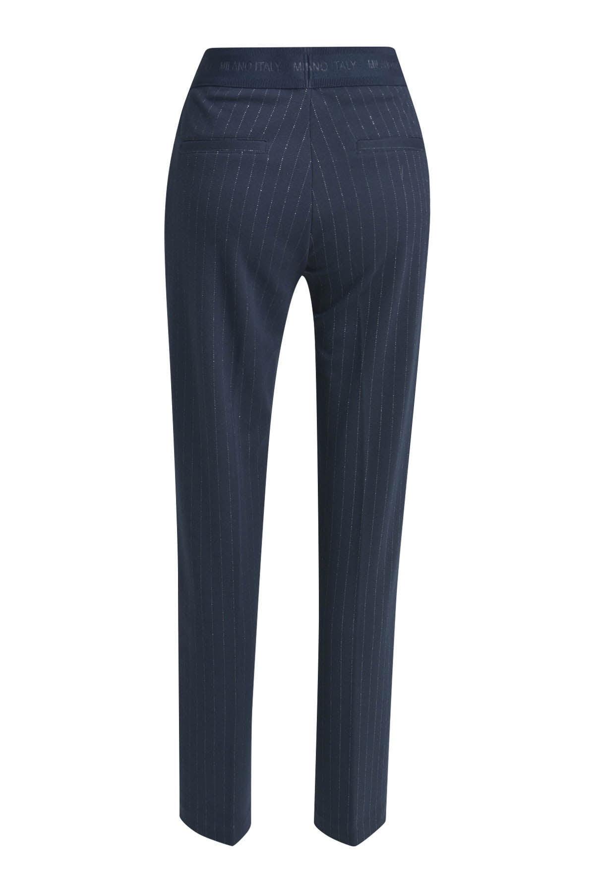 Hose straight w/ elastic waistband & french pockts navy print Hose Milano 