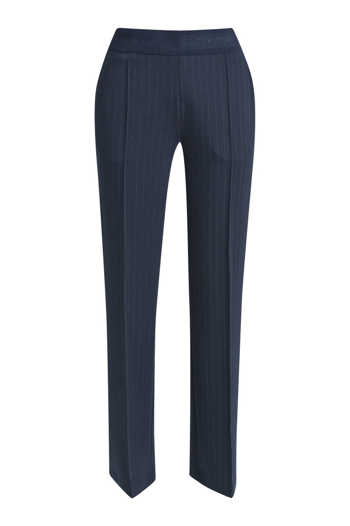 Hose straight w/ elastic waistband & french pockts navy print Hose Milano 
