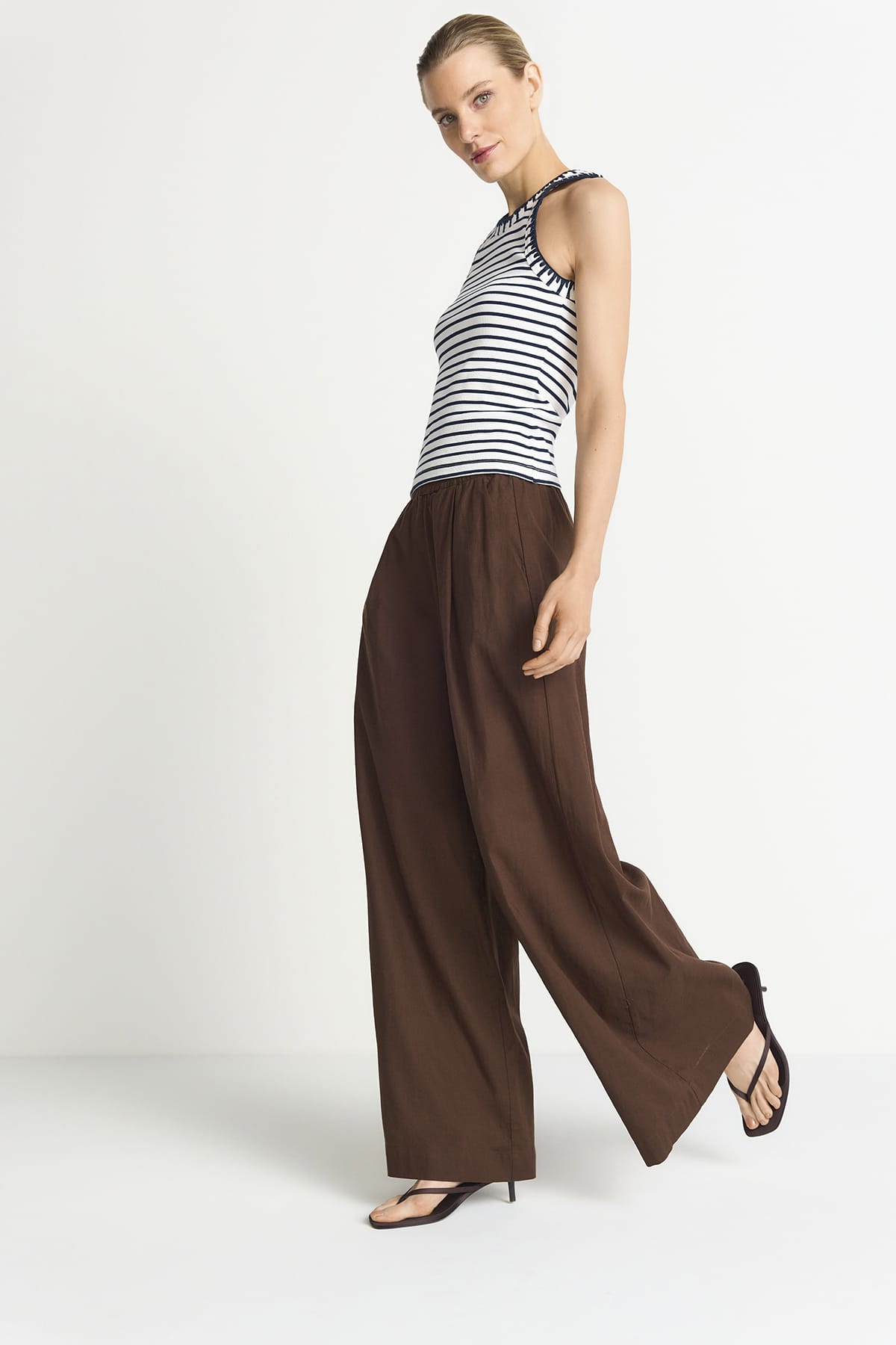 Hose Wide Leg Linen coconut bark Hose Rich&Royal 