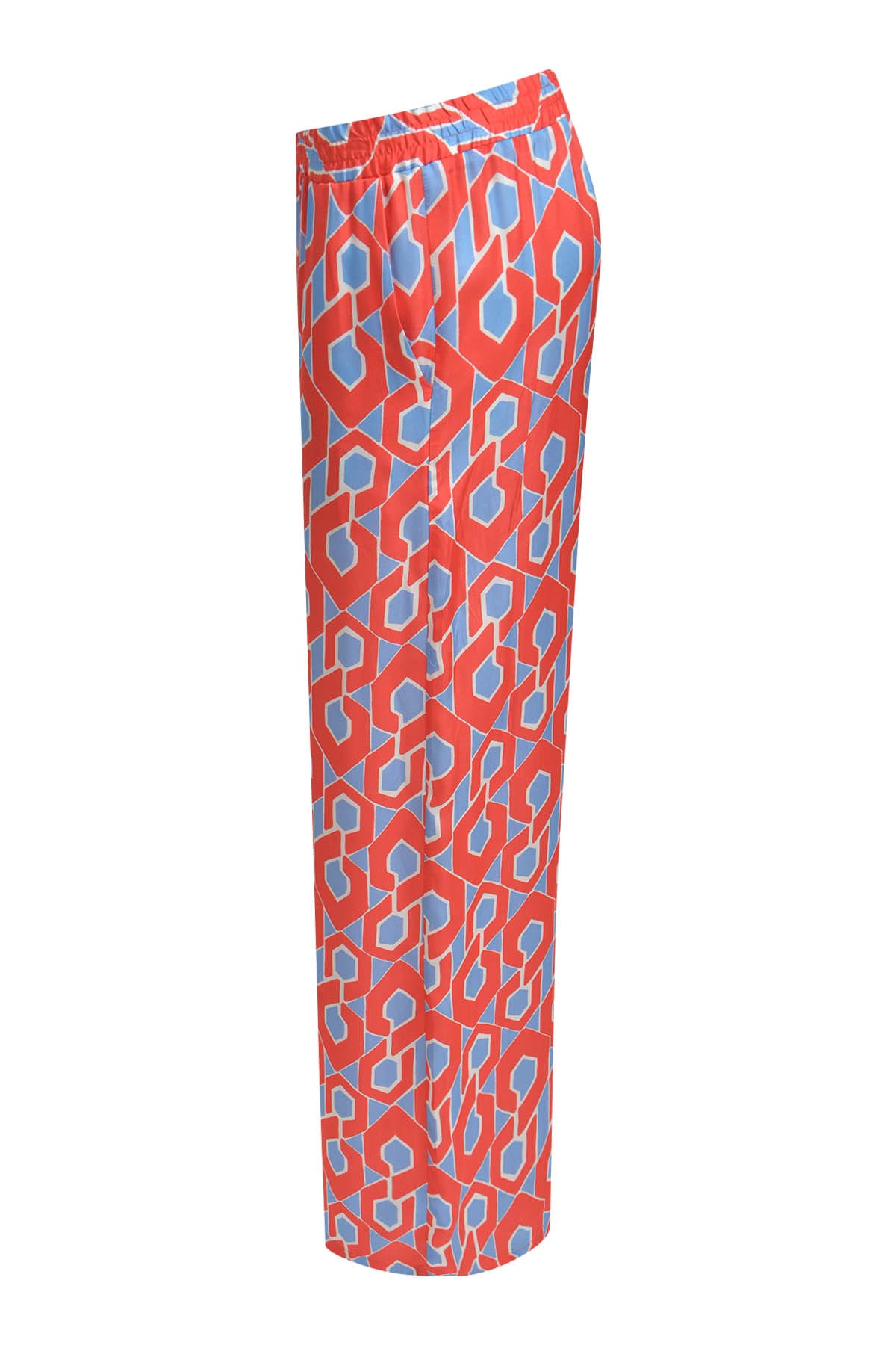Hose wideleg elastic waist french pockets red print Hose Milano 
