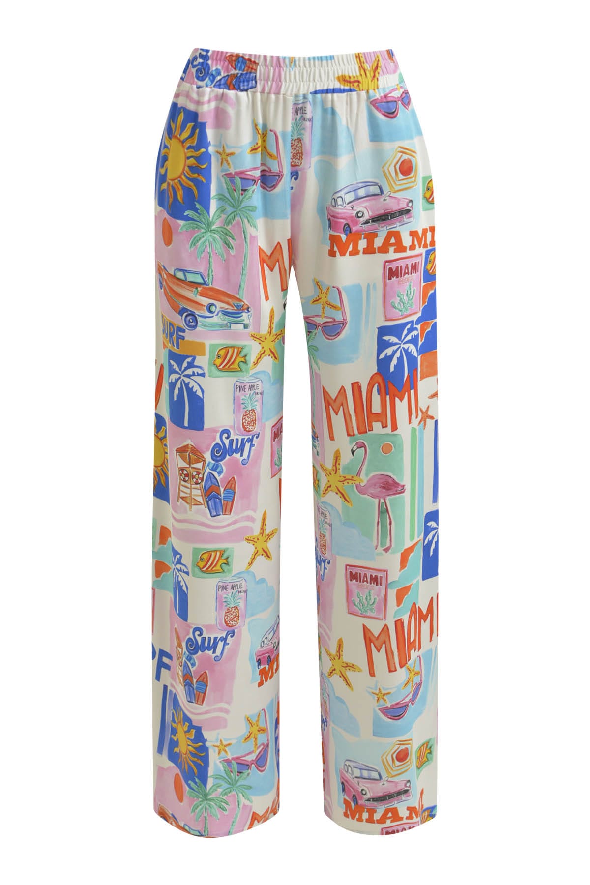 Hose wideleg with elastic waist colorful print Hose Milano 