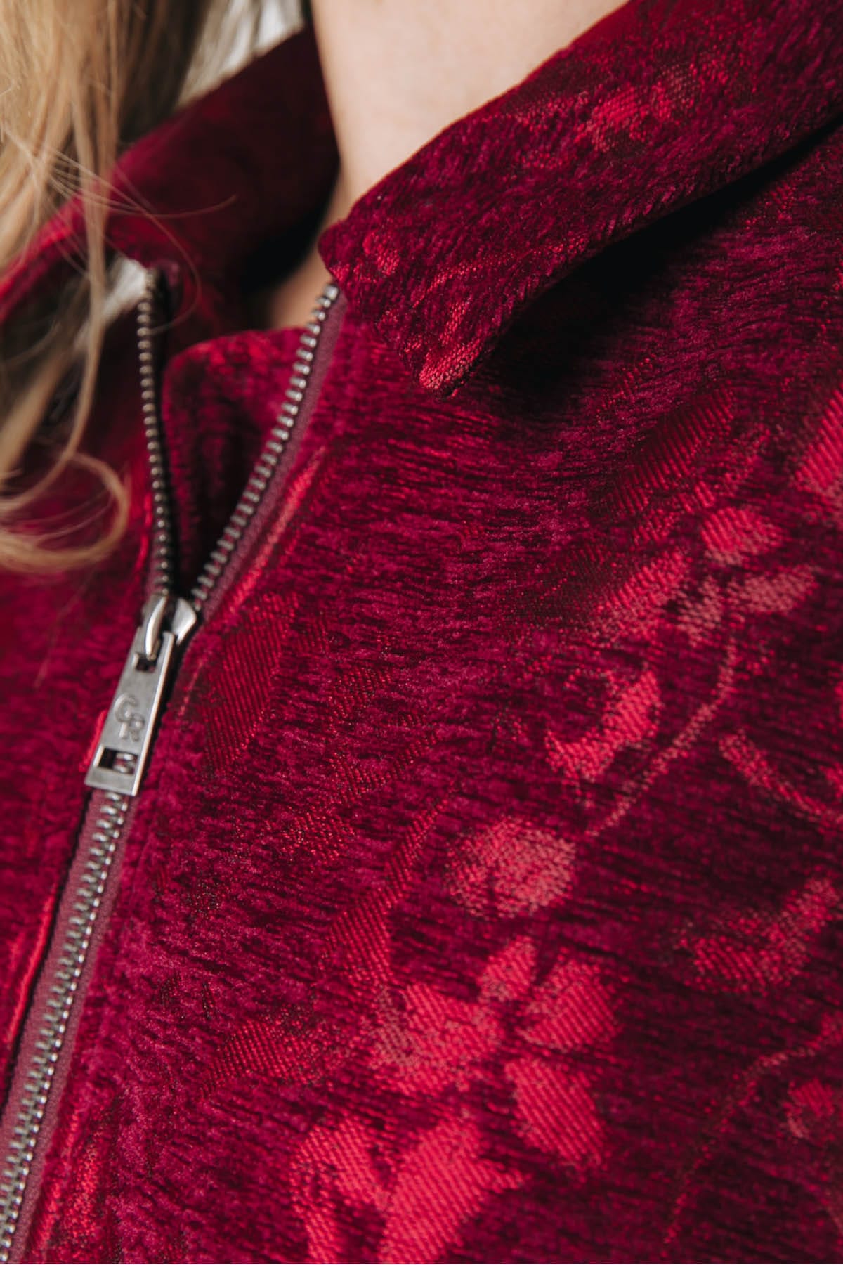 Jacke Bente Zip Up Jacquard Red Jacke Colourful Rebel 