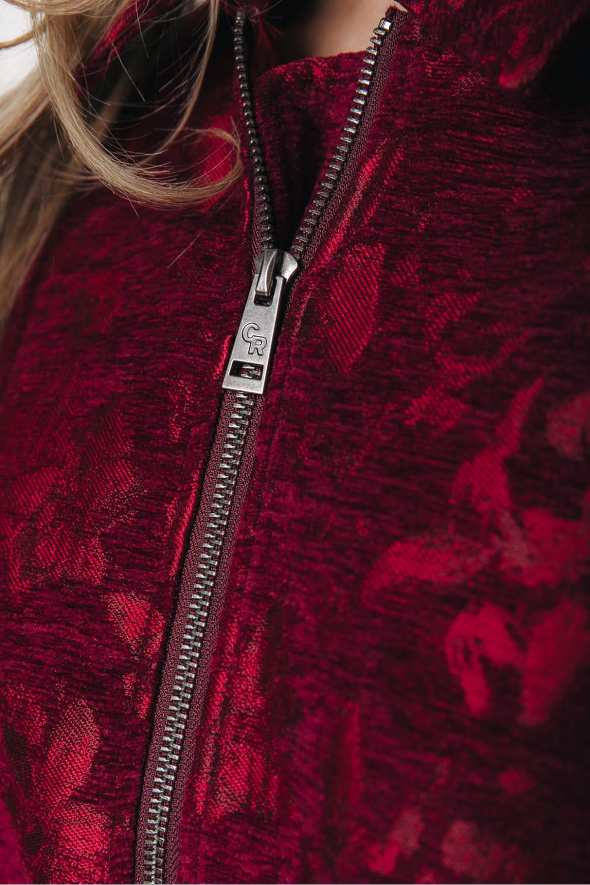 Jacke Bente Zip Up Jacquard Red Jacke Colourful Rebel 