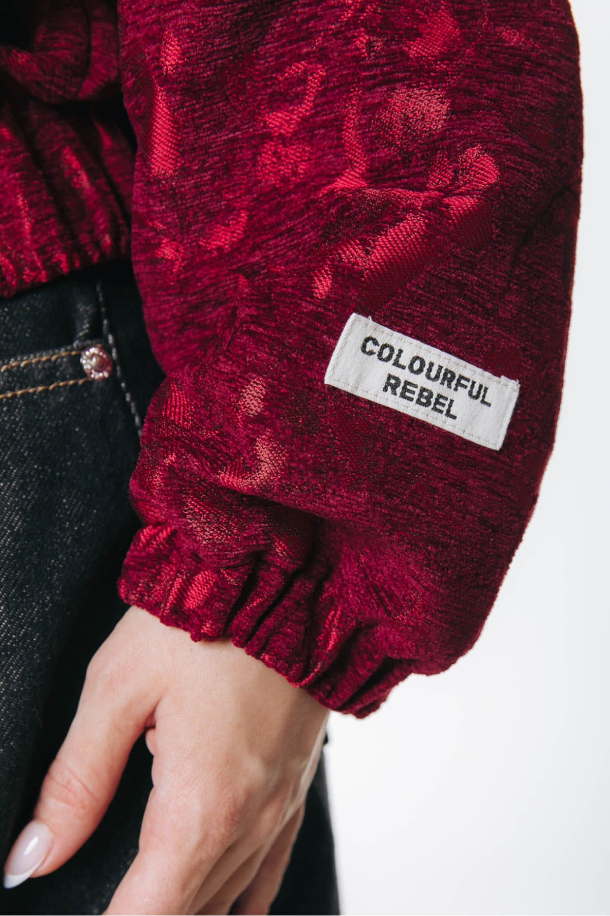 Jacke Bente Zip Up Jacquard Red Jacke Colourful Rebel 