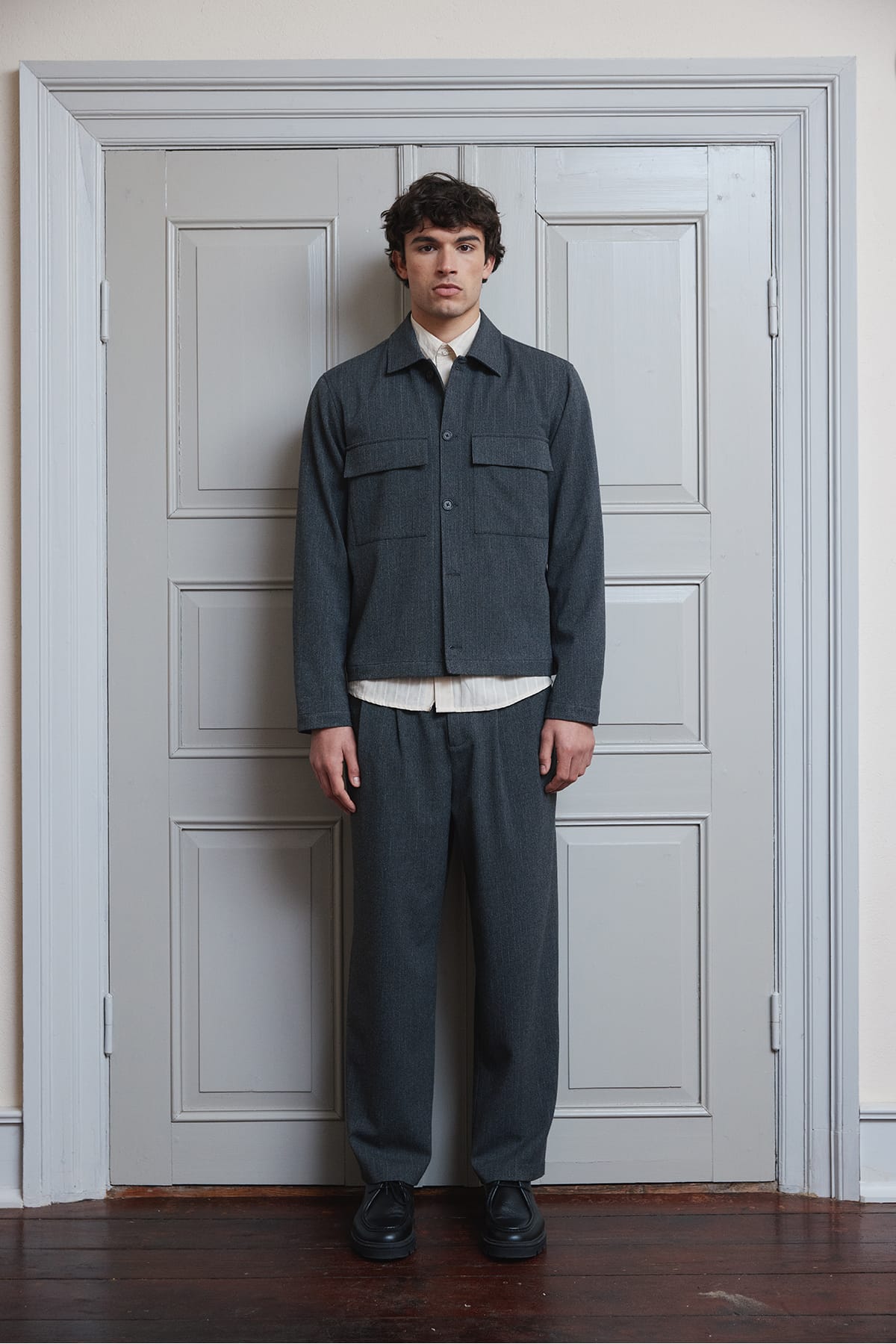 Jacke CFELLIS 0229 striped shacket Dark grey melange Jacke Casual Friday 