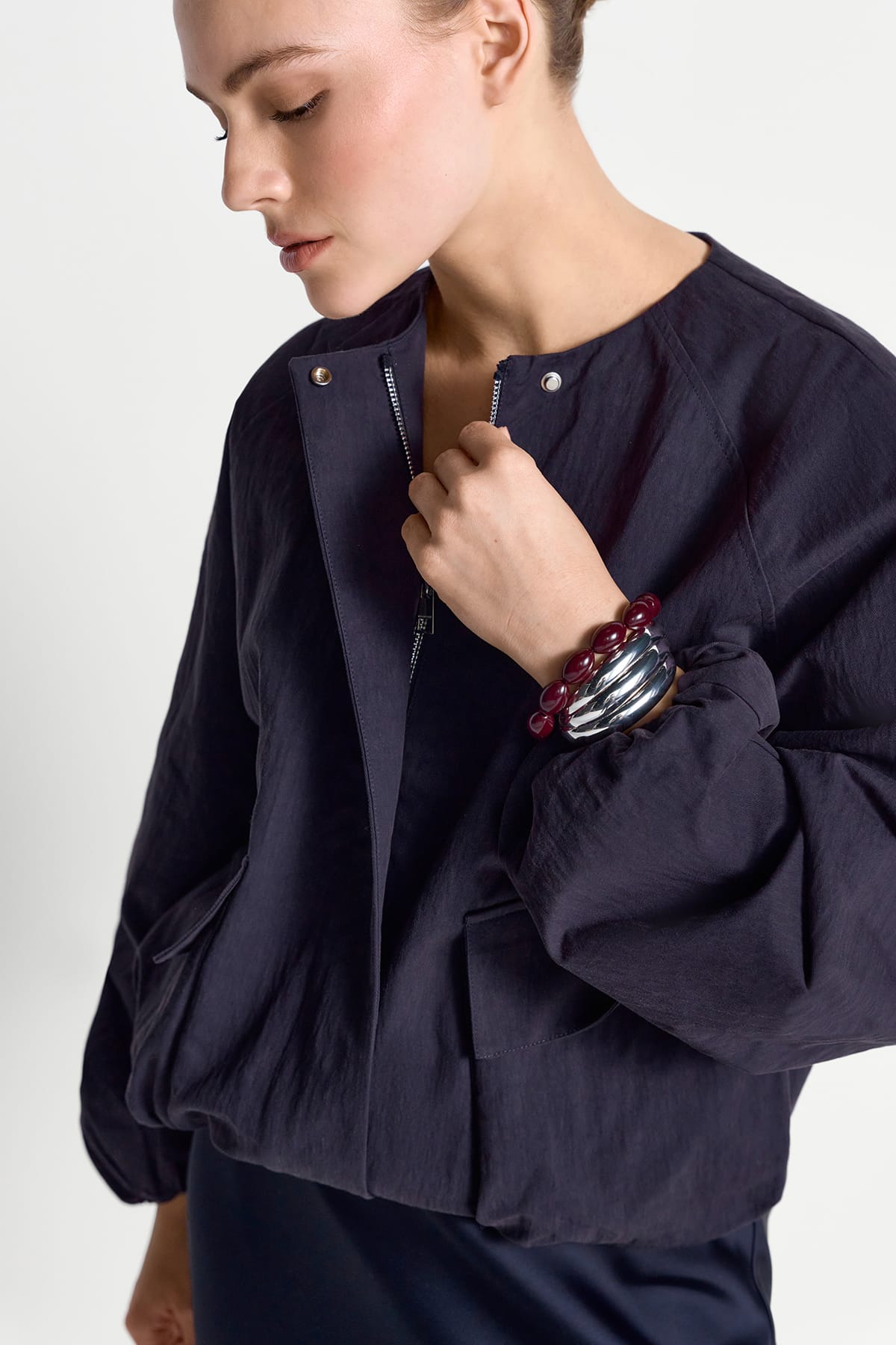 Jacke Oversized blouson with detachable bow midnight blue Jacke Rich&Royal 