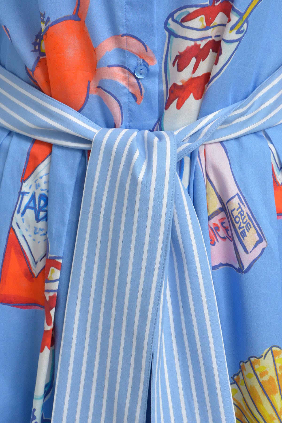 Kleid shirt blouse w/ wide midi skirt ocean print Kleid Milano 