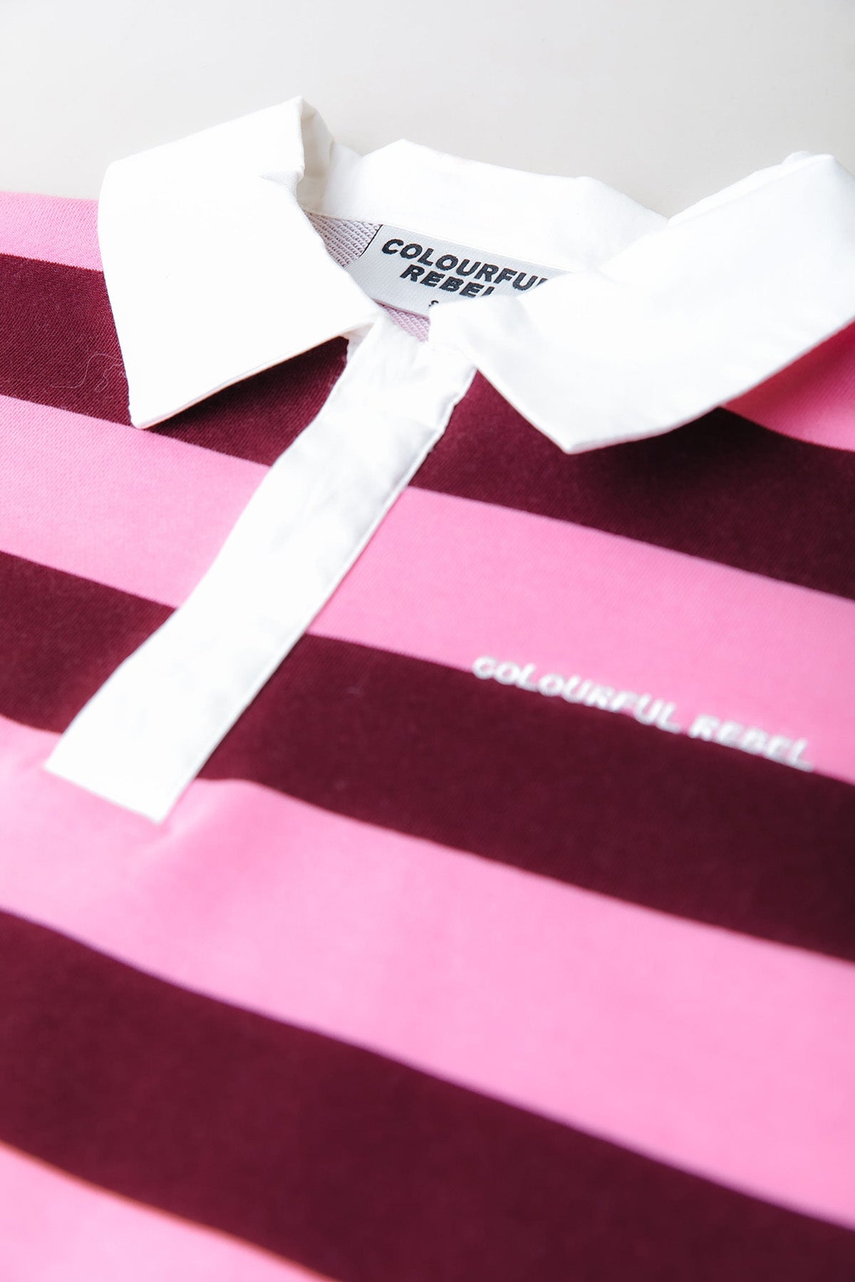 Longsleeve Skyler Striped Boyfriend Polo Merlot Red Longsleeve Colourful Rebel 