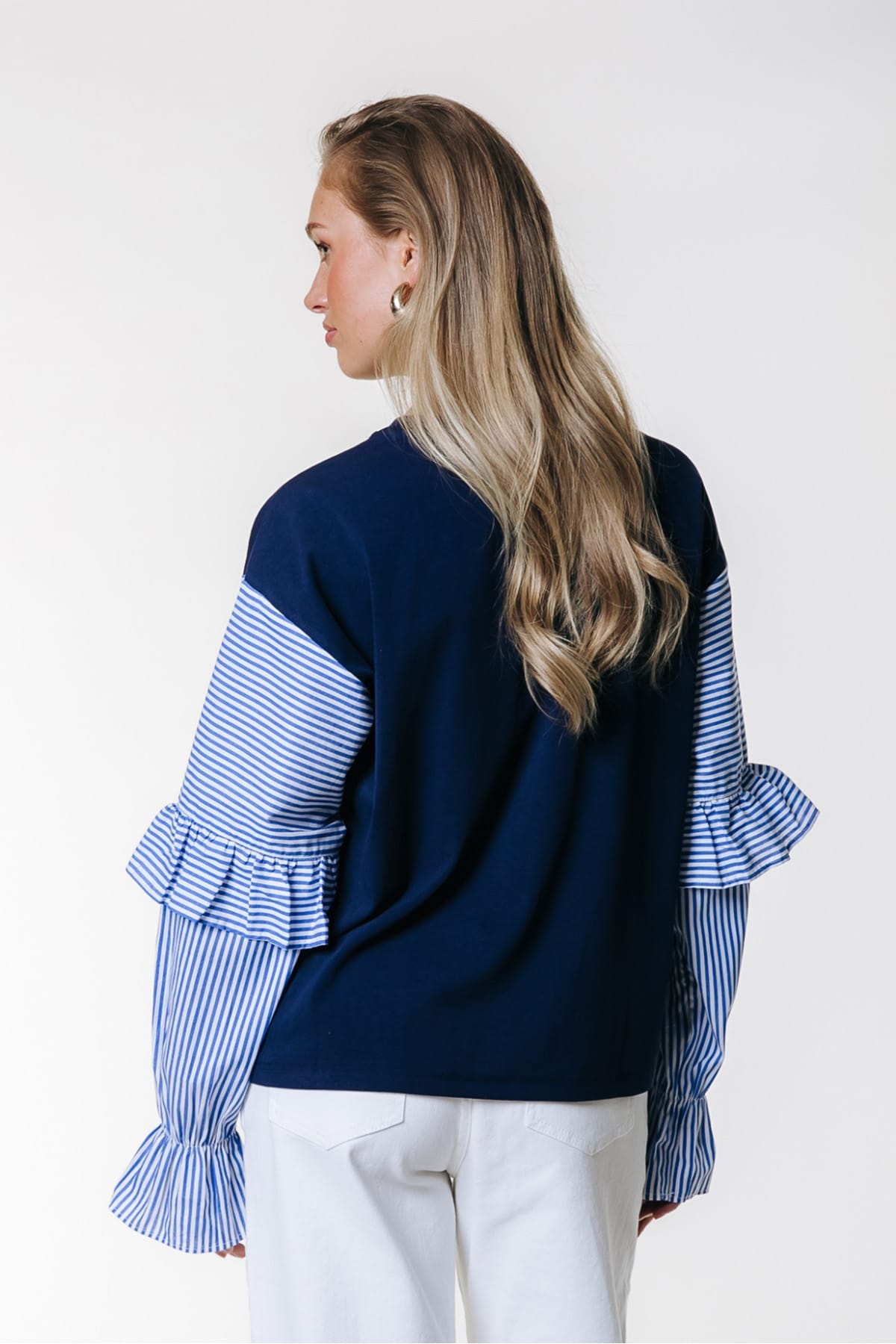 Longsleeve Yaz Contrast Sleeve Dark Navy Longsleeve Colourful Rebel 