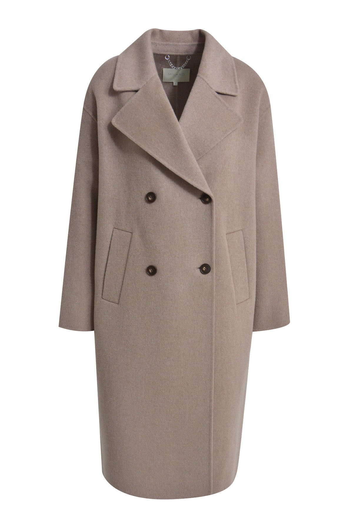 Mantel double breasted wool lapel collar welt pockets 1/1 sleeve mink Mantel Milano 