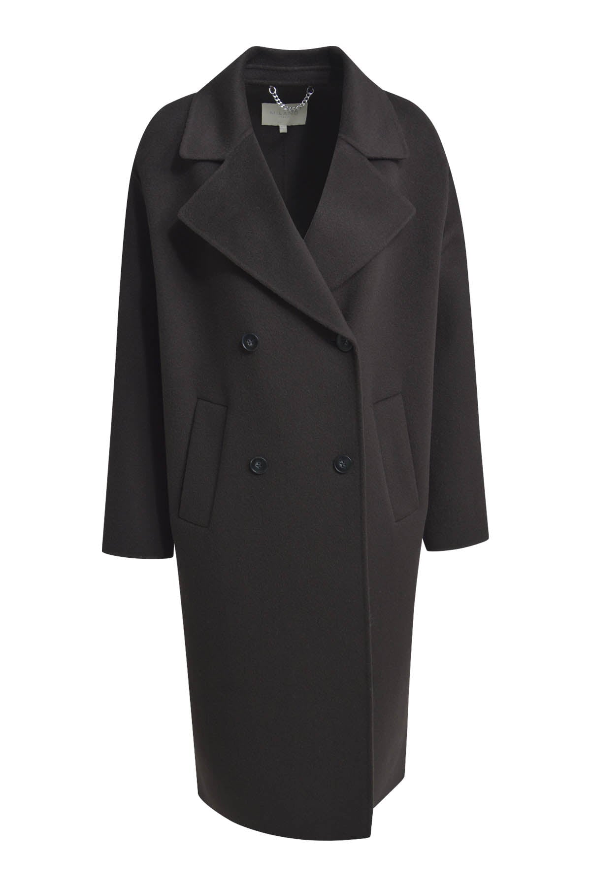Mantel double breasted wool lapel collar welt pockets 1/1 sleeve mocca Mantel Milano 
