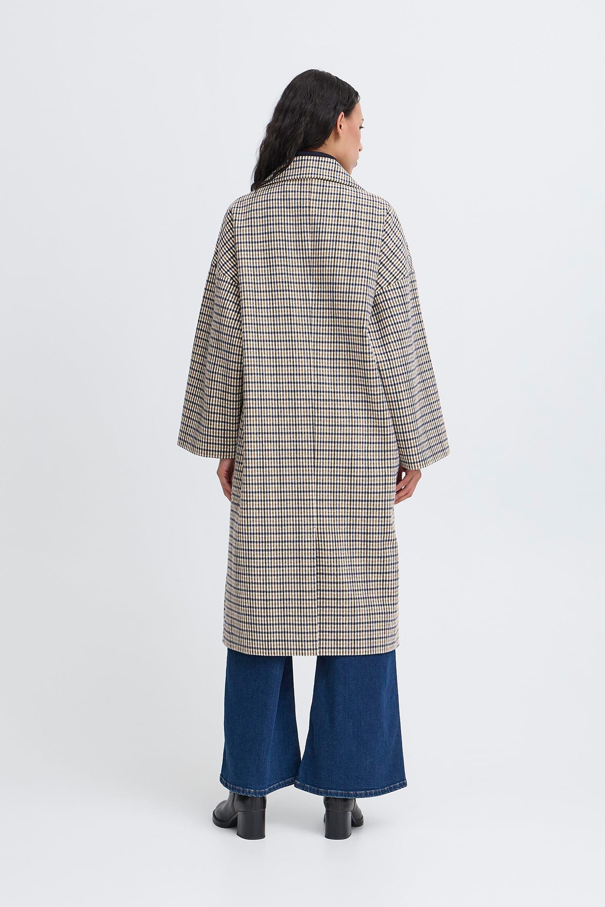 Mantel IHEMMALU JA3 Dark Navy Multi Check Mantel ICHI 