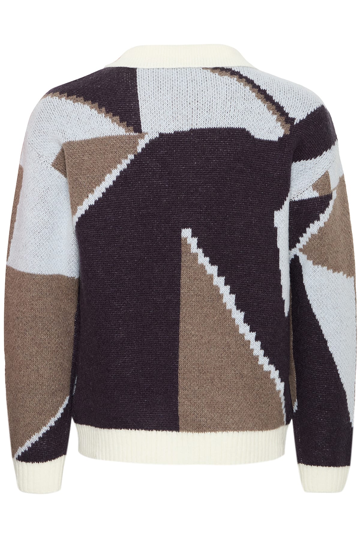 Pullover CFBIRK geometric knit with polo collar Roasted Cashew Pullover Casual Friday 