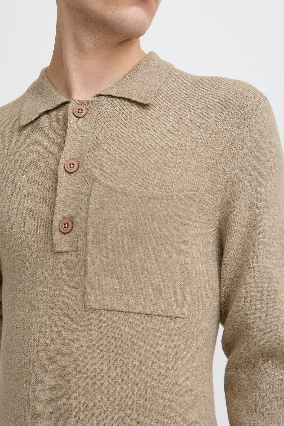 Pullover CFINGMAR 0224 knitted polo Roasted Cashew Melange Pullover Casual Friday 